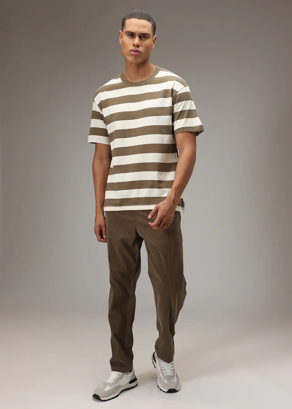 Tan And White Striped T-shirt - Image 7