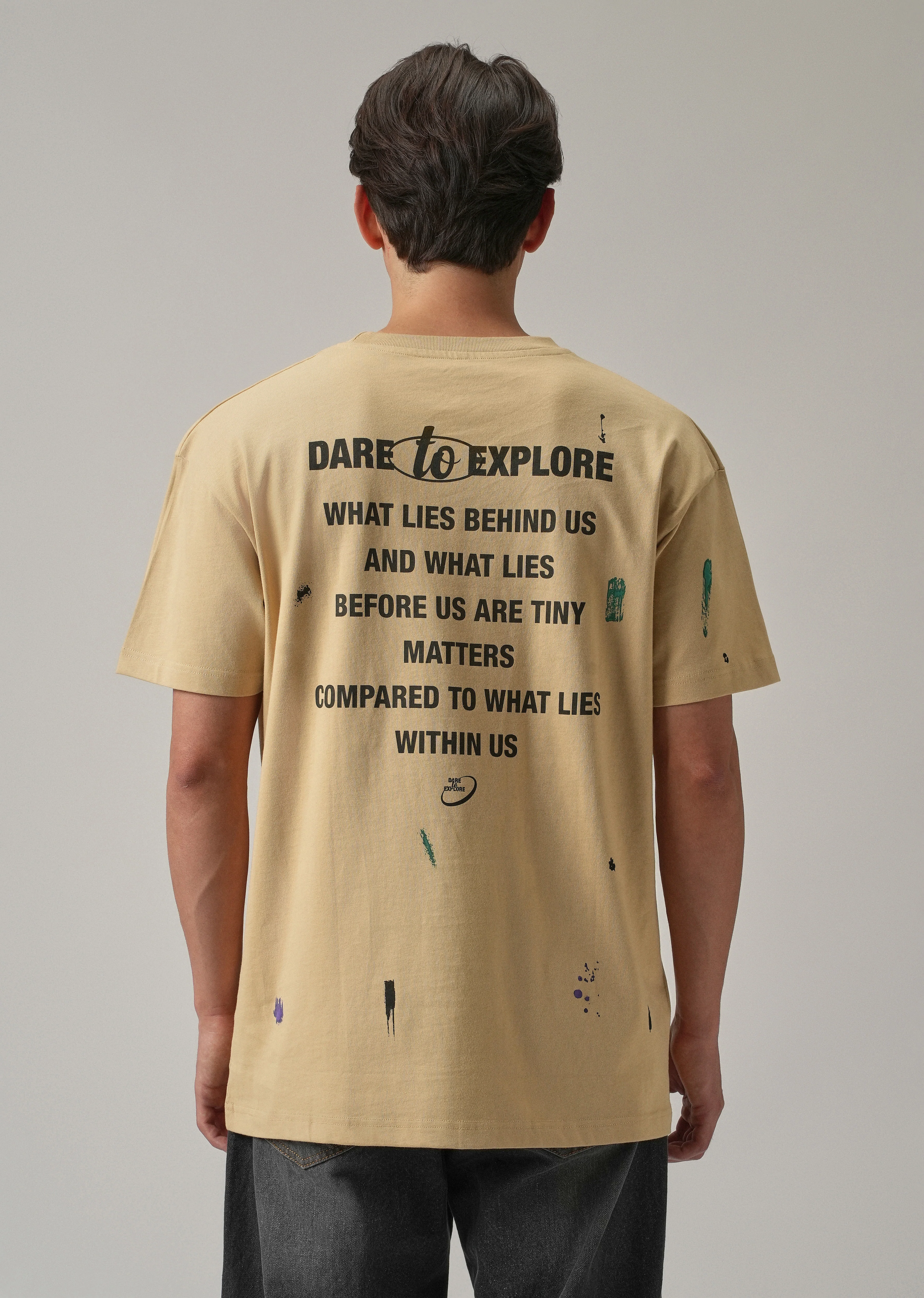 Tan Back Printed Oversized T-Shirt - Image 2