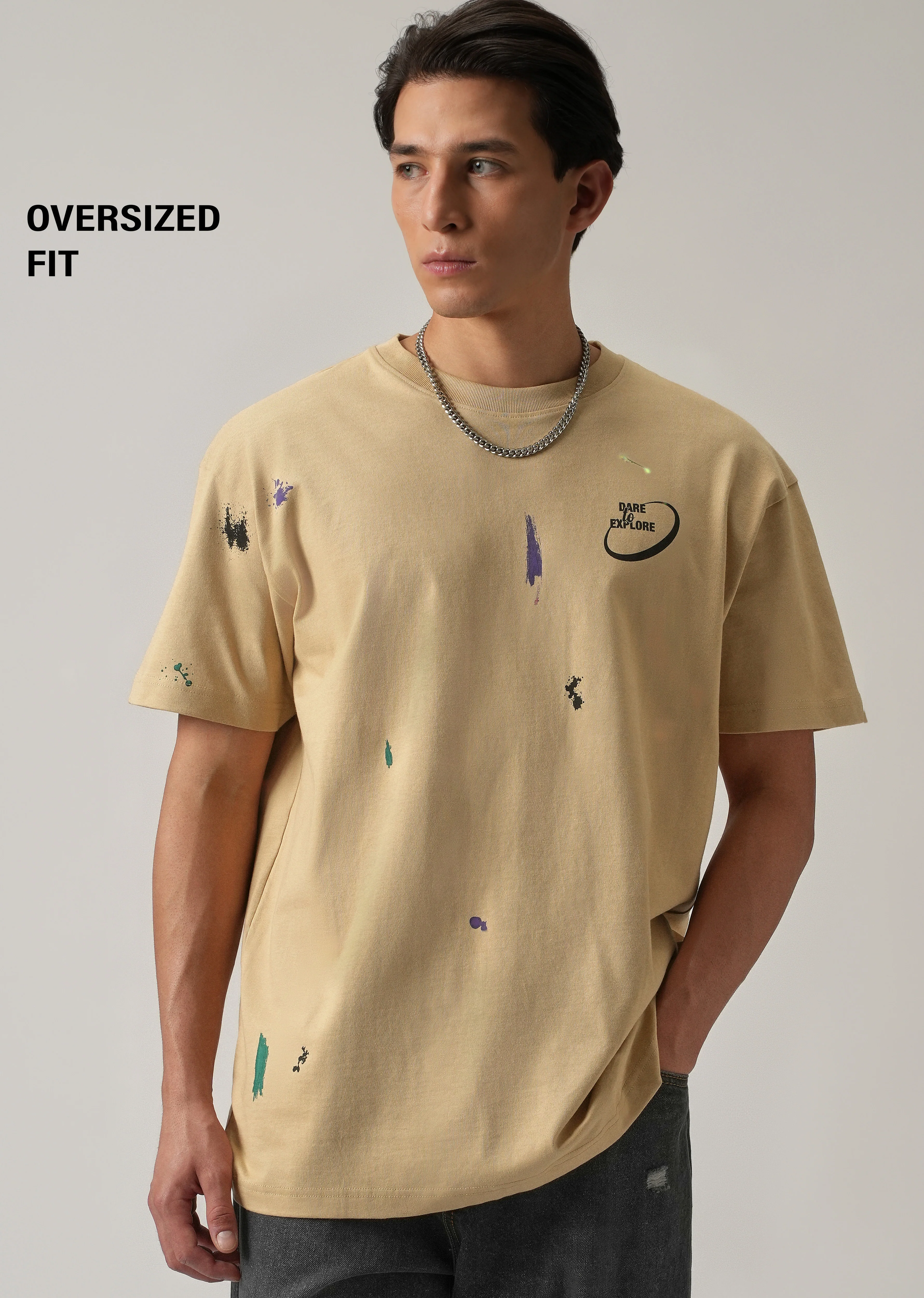 Tan Back Printed Oversized T-Shirt - Image 7