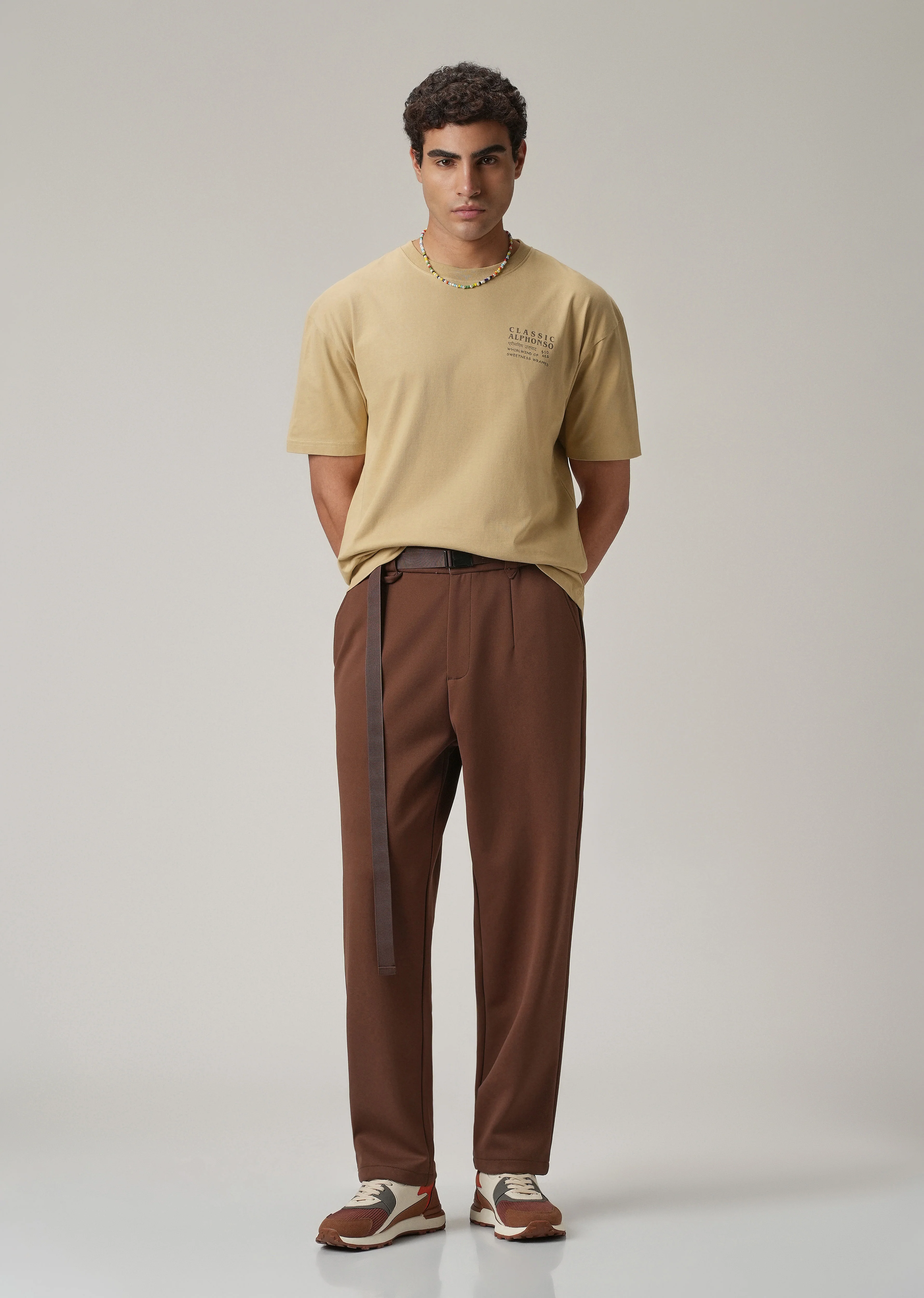 Tan Beige Back Printed Oversized T-Shirt - Image 6