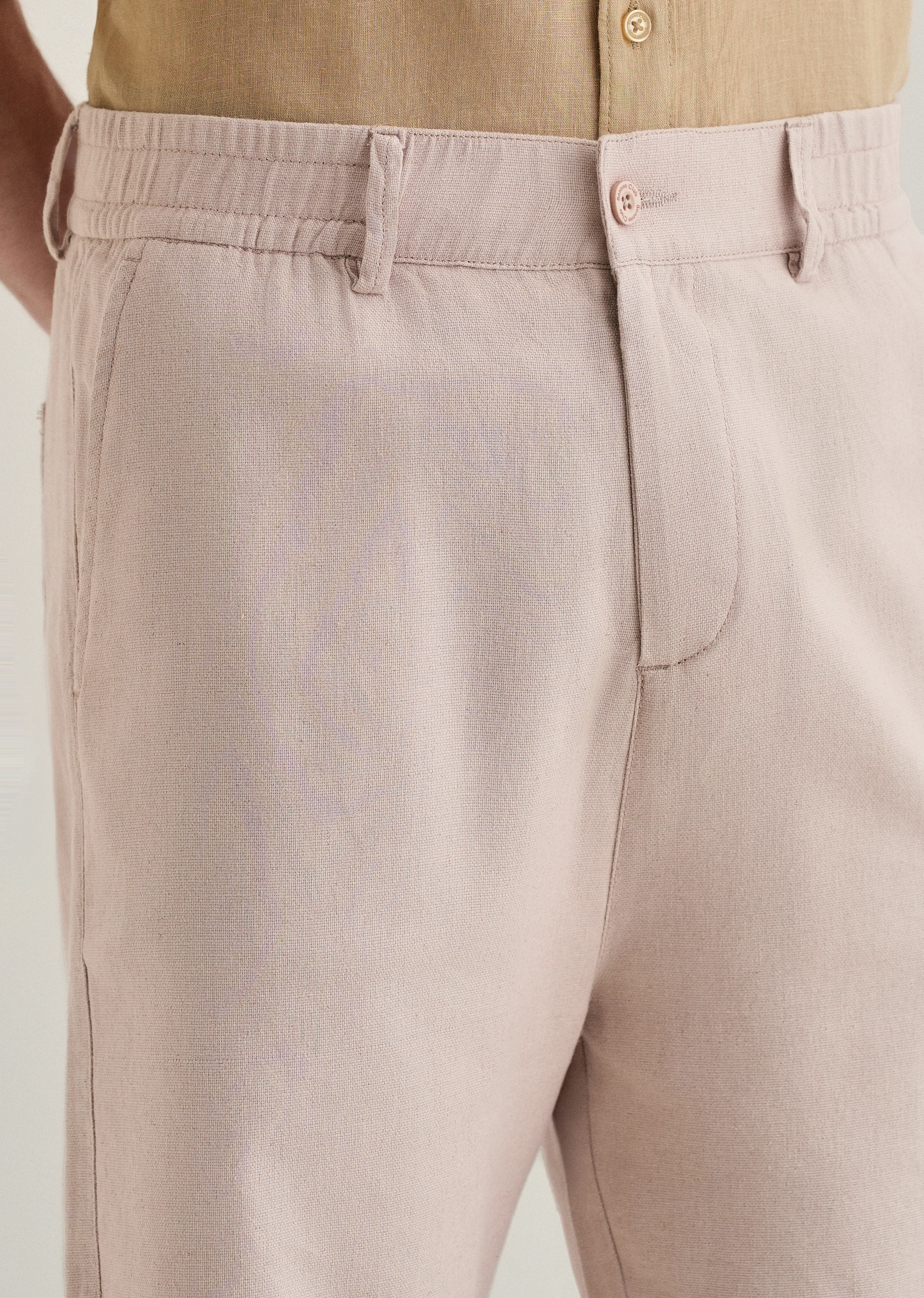 Tan Beige Linen Shorts - Image 6