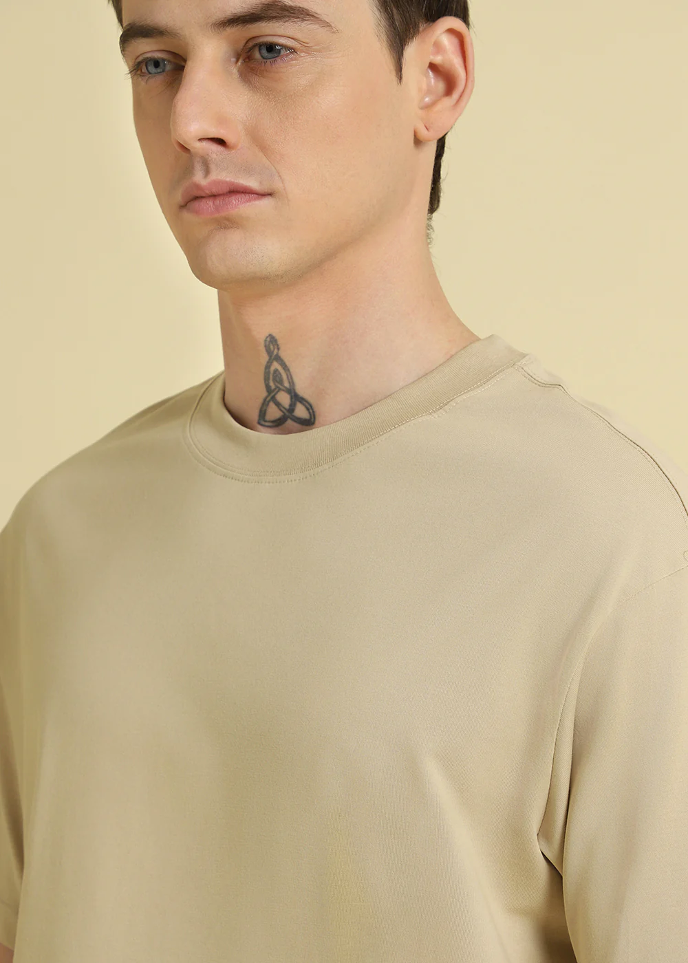 Tan Beige Plain Oversized T-shirt - Image 2