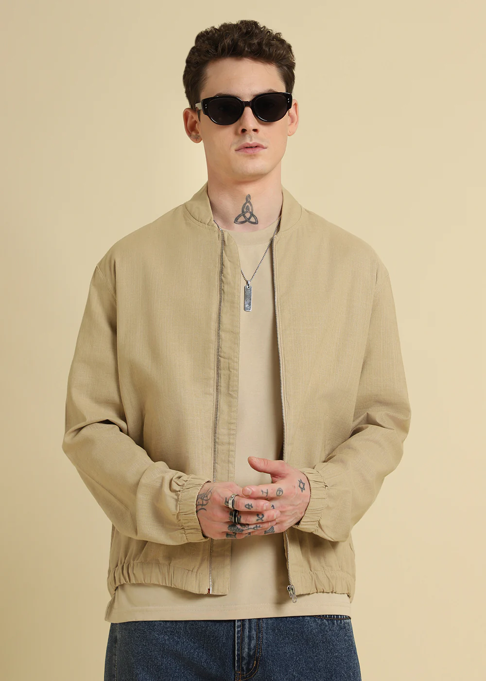 Tan Beige Plain Oversized T-shirt - Image 6