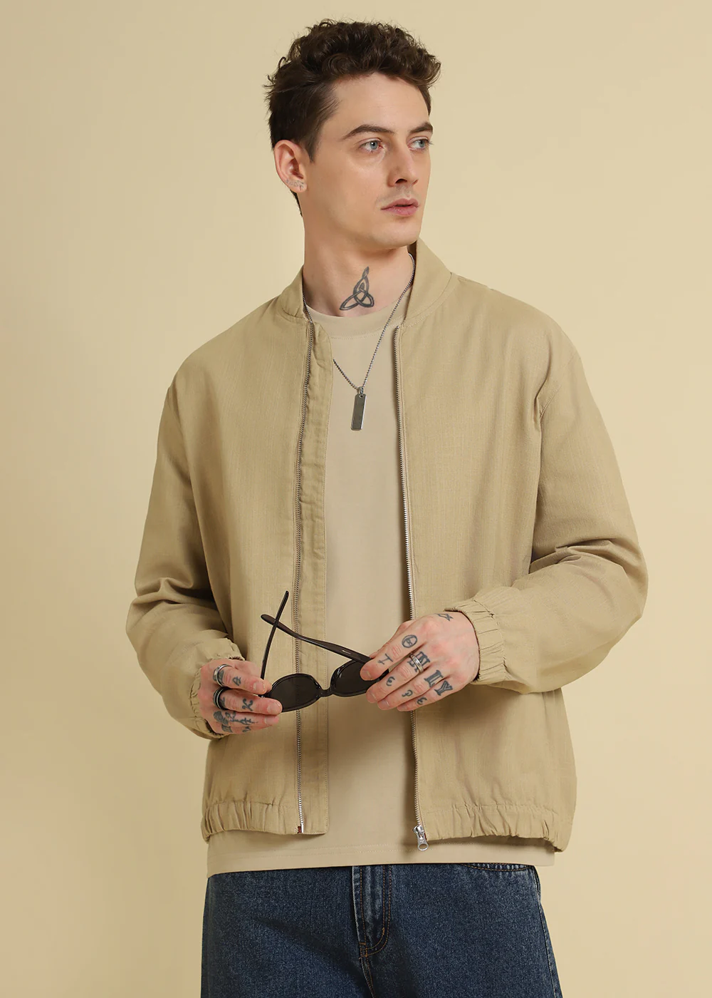Tan Beige Plain Oversized T-shirt - Image 8