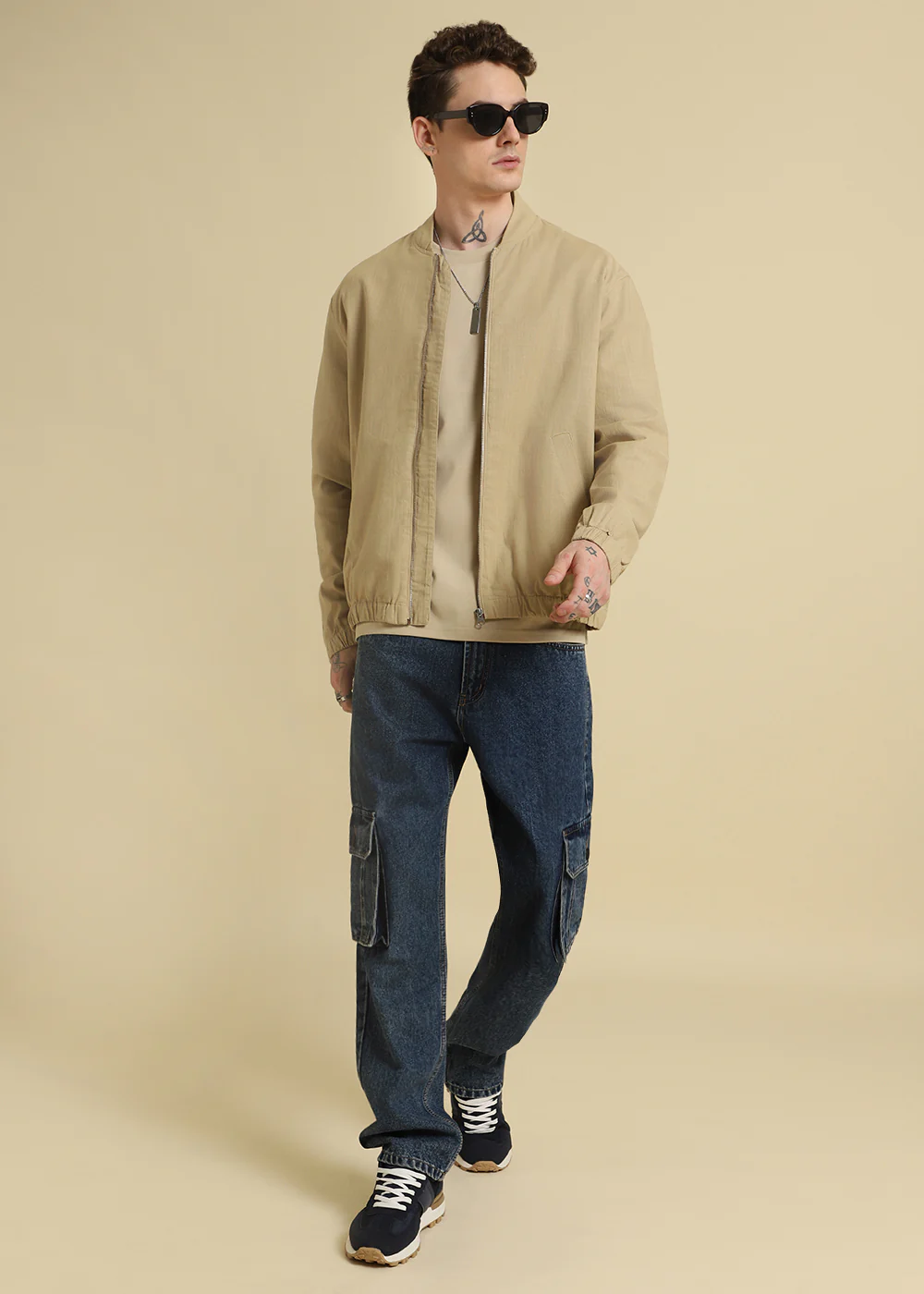 Tan Beige Plain Oversized T-shirt - Image 9
