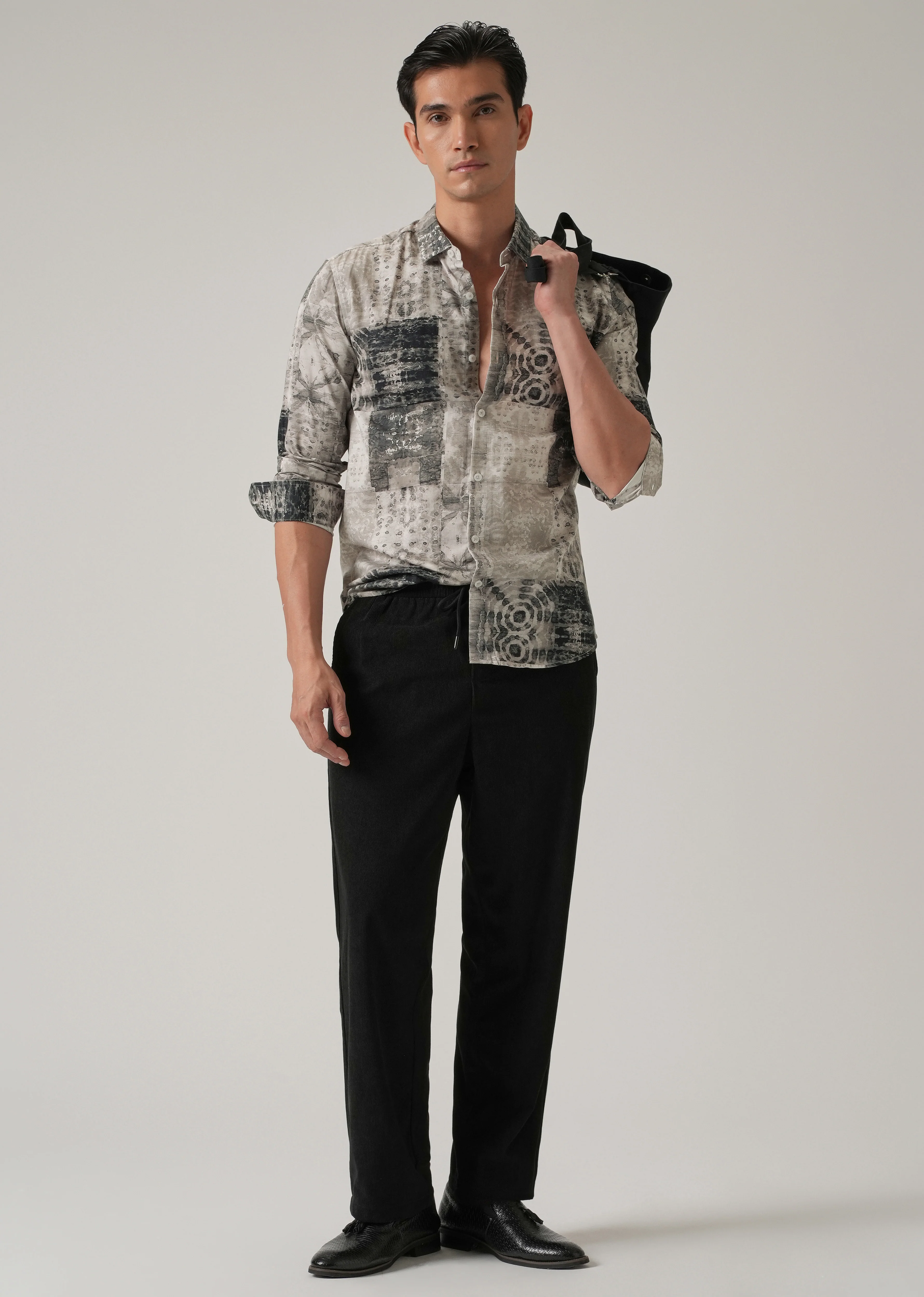 Tan Brown Abstract Print Shirt - Image 6
