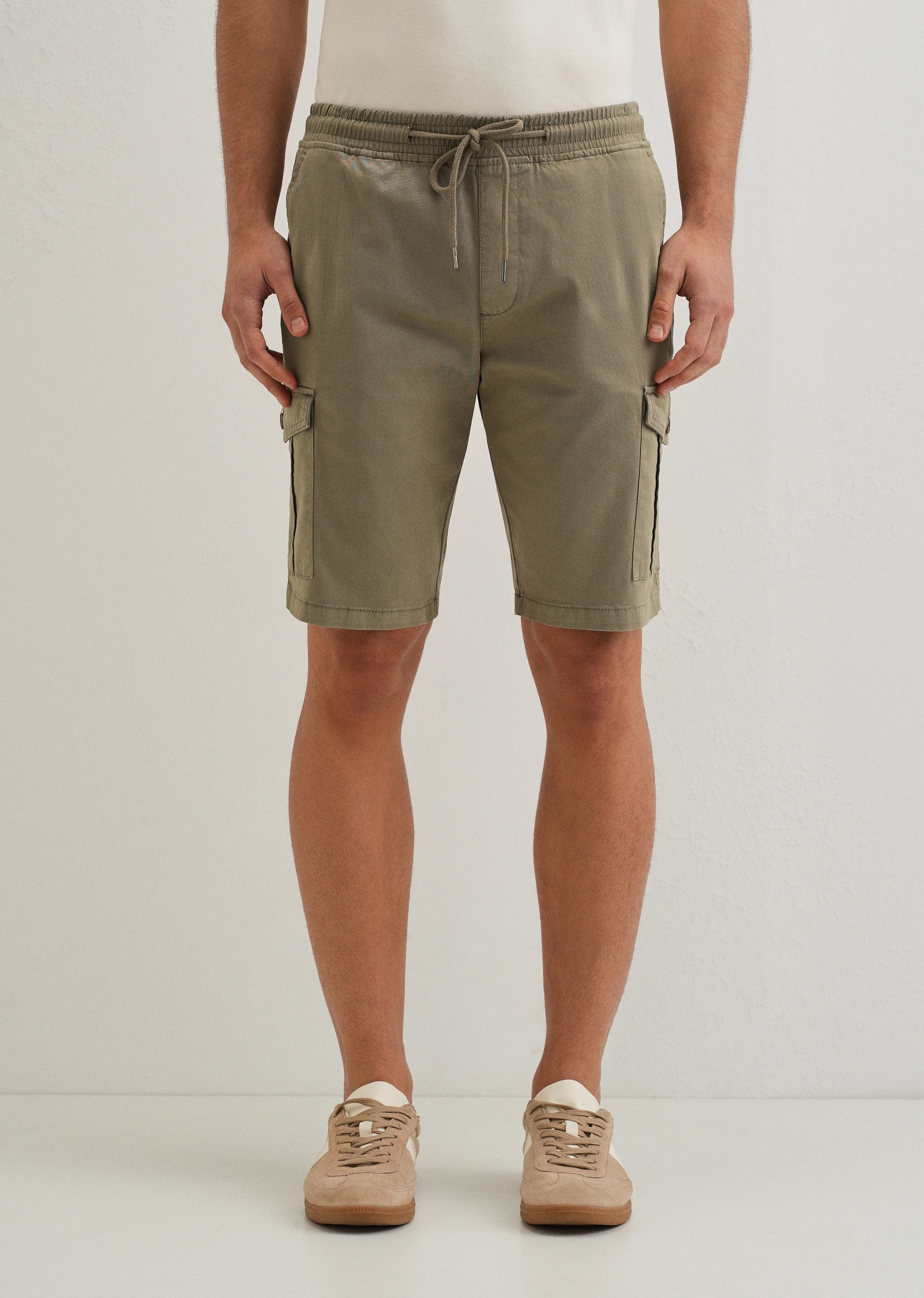 Tan Brown Cotton Cargo shorts - Image 3