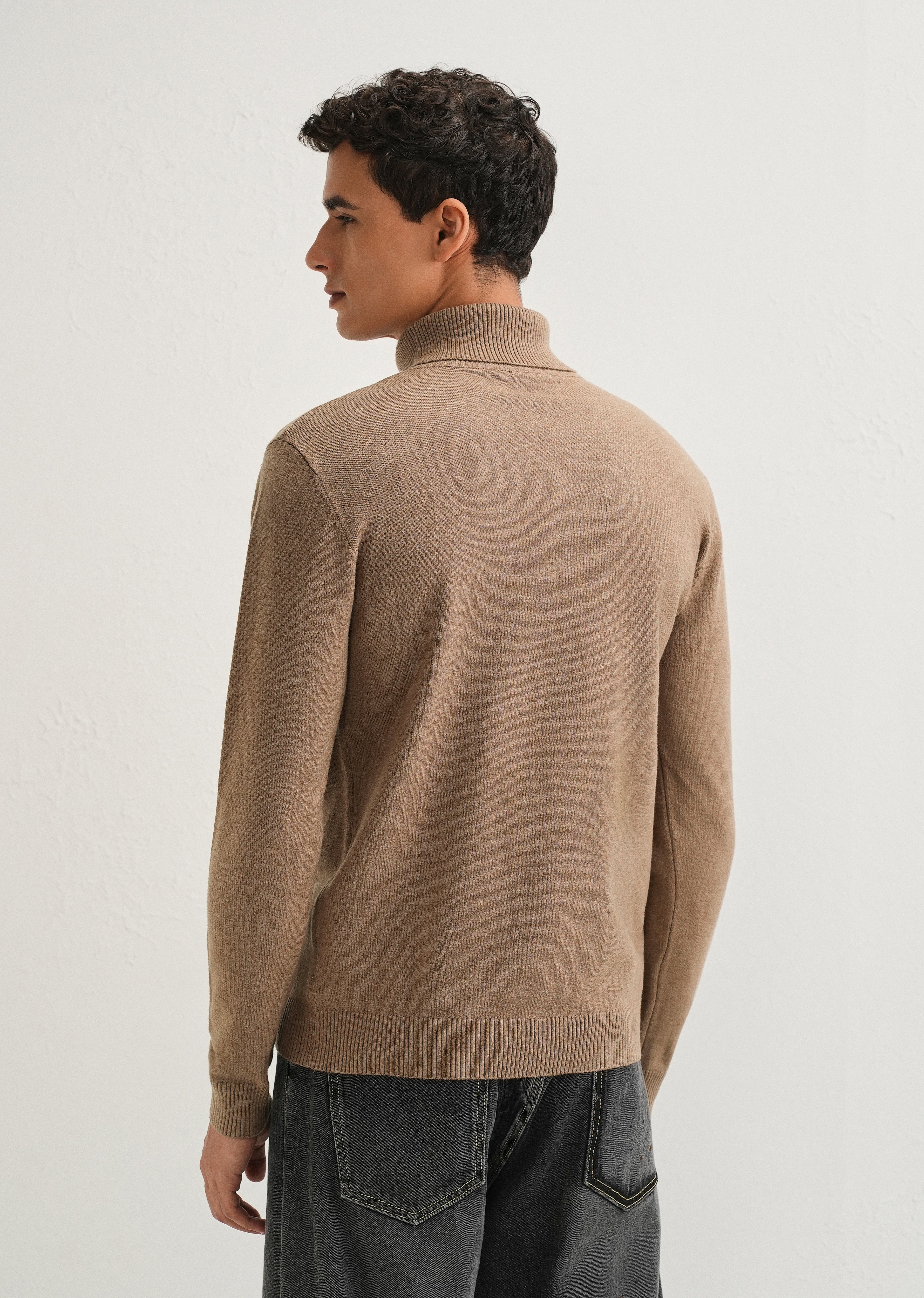 Tan Brown Turtle-Neck Sweater - Image 2