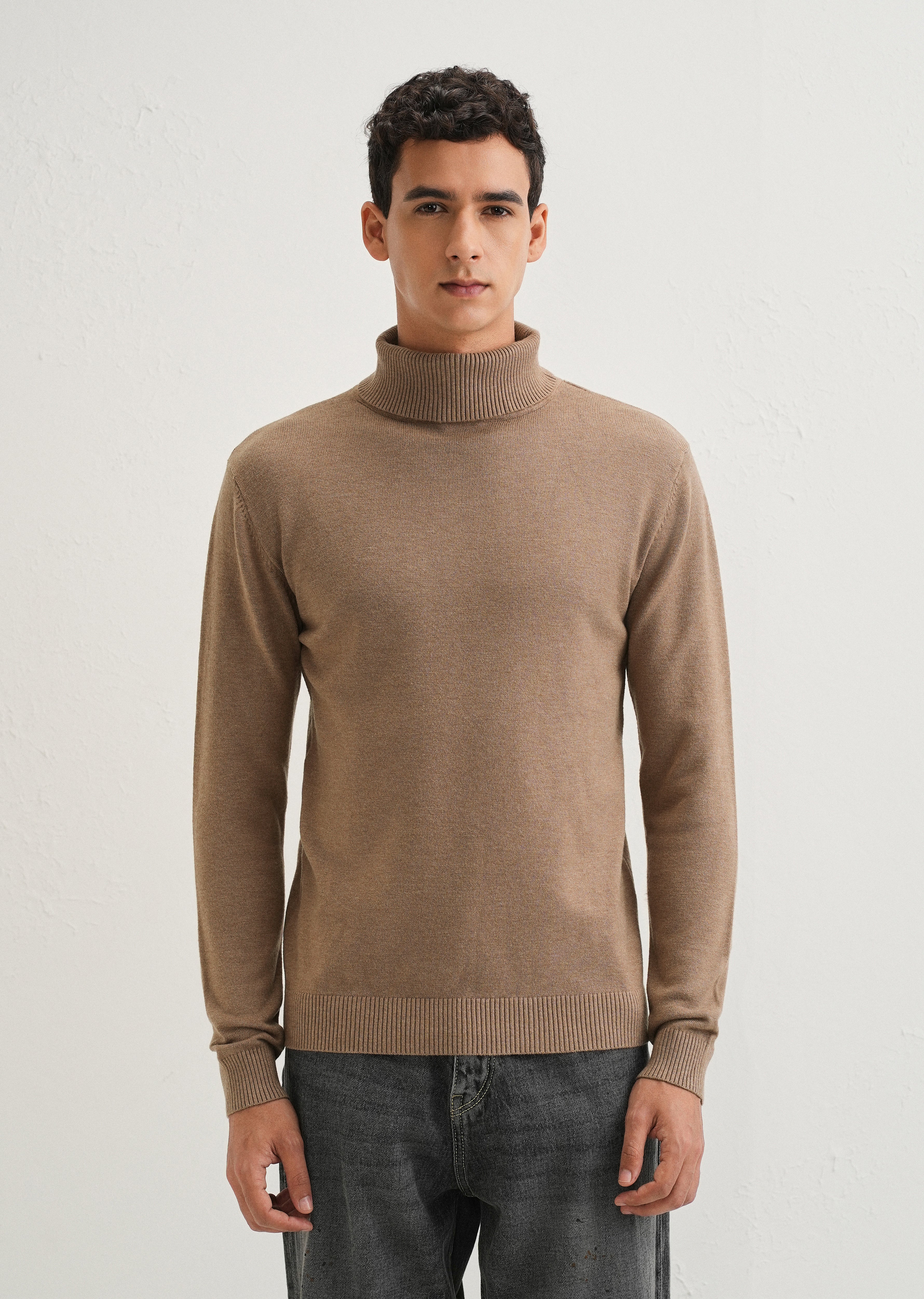 Tan Brown Turtle-Neck Sweater - Image 3