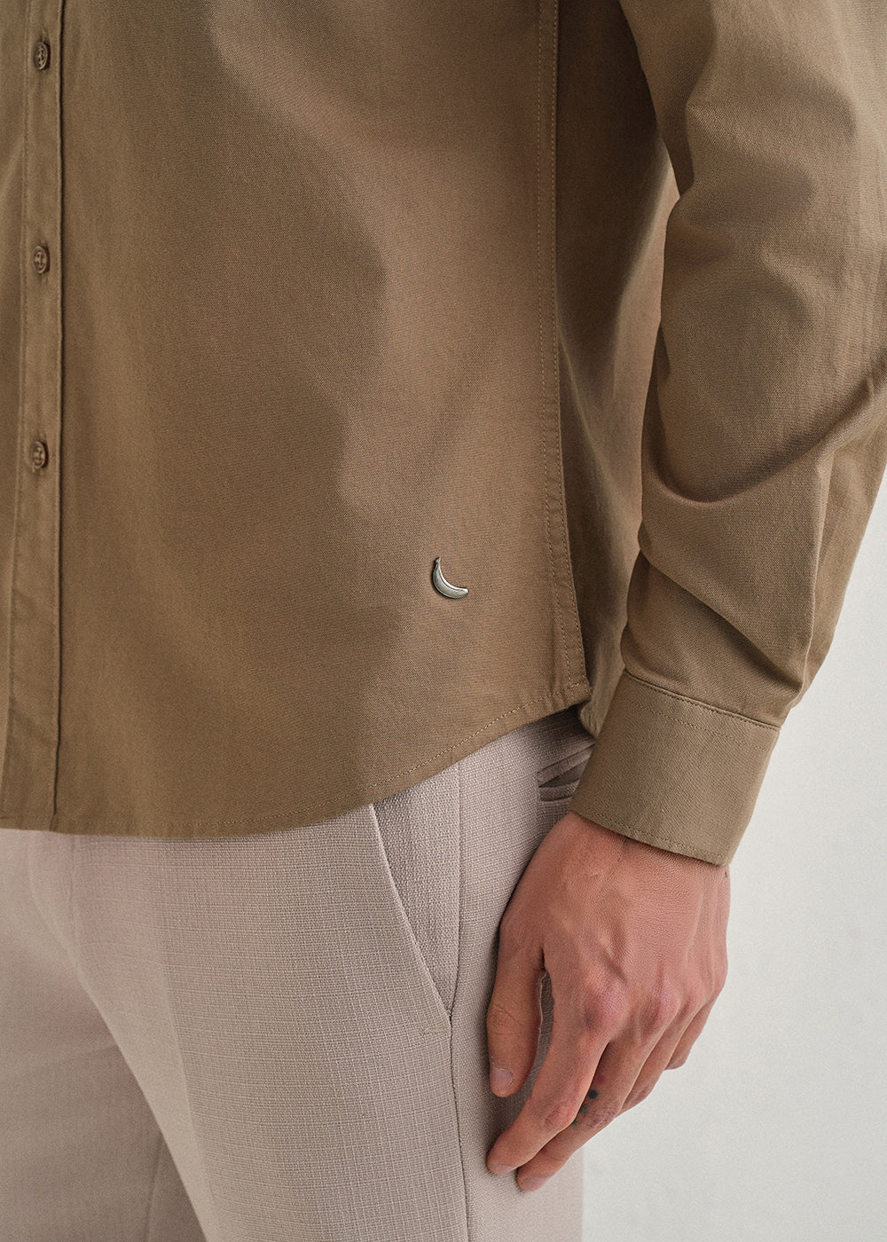 Tan Contrast Placket Shirt - Image 6