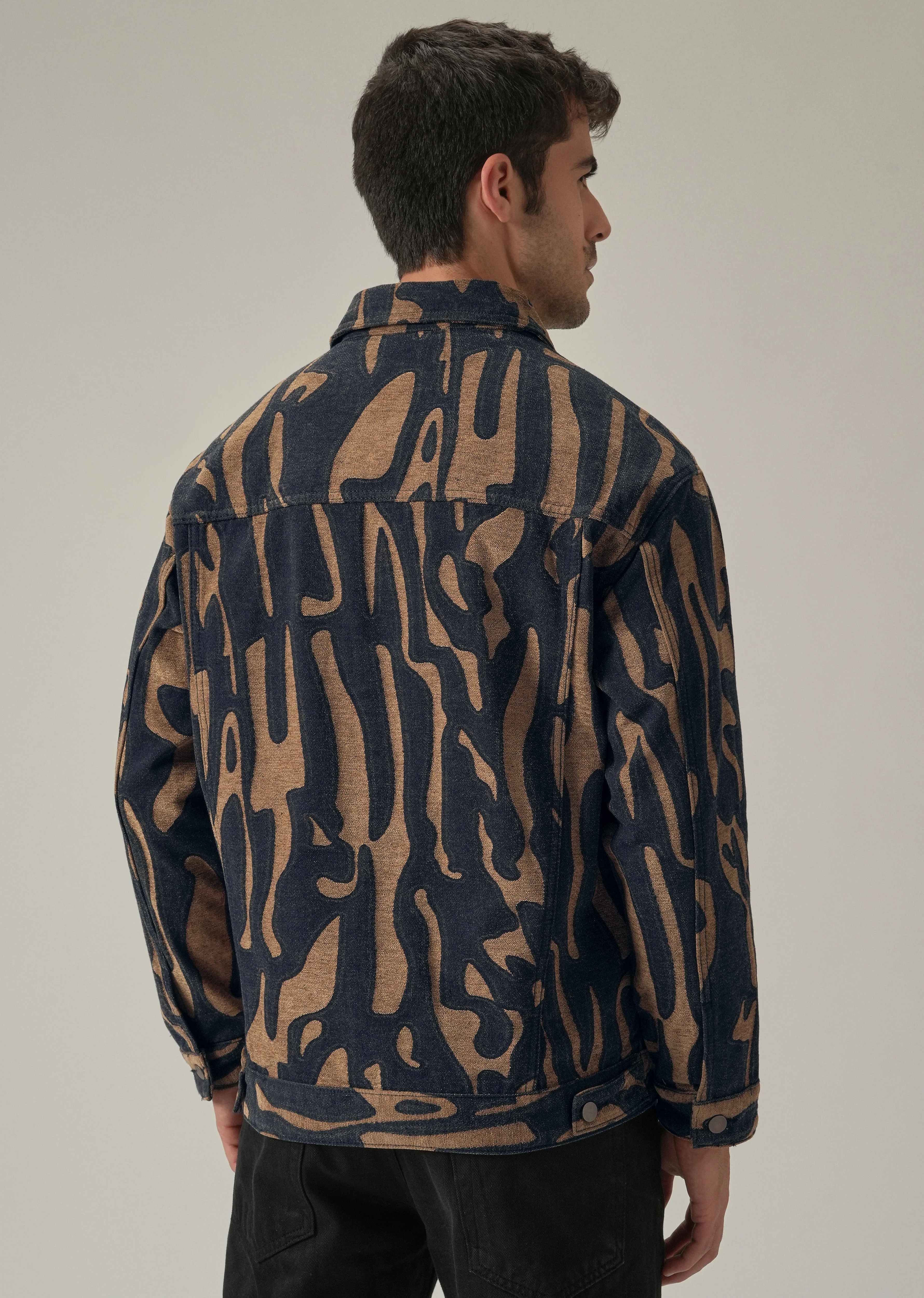 Tan Denim Jacquard Jacket - Image 2