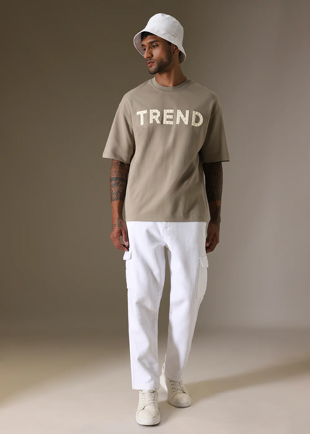 Tan Embossed Oversized T-shirt - Image 7