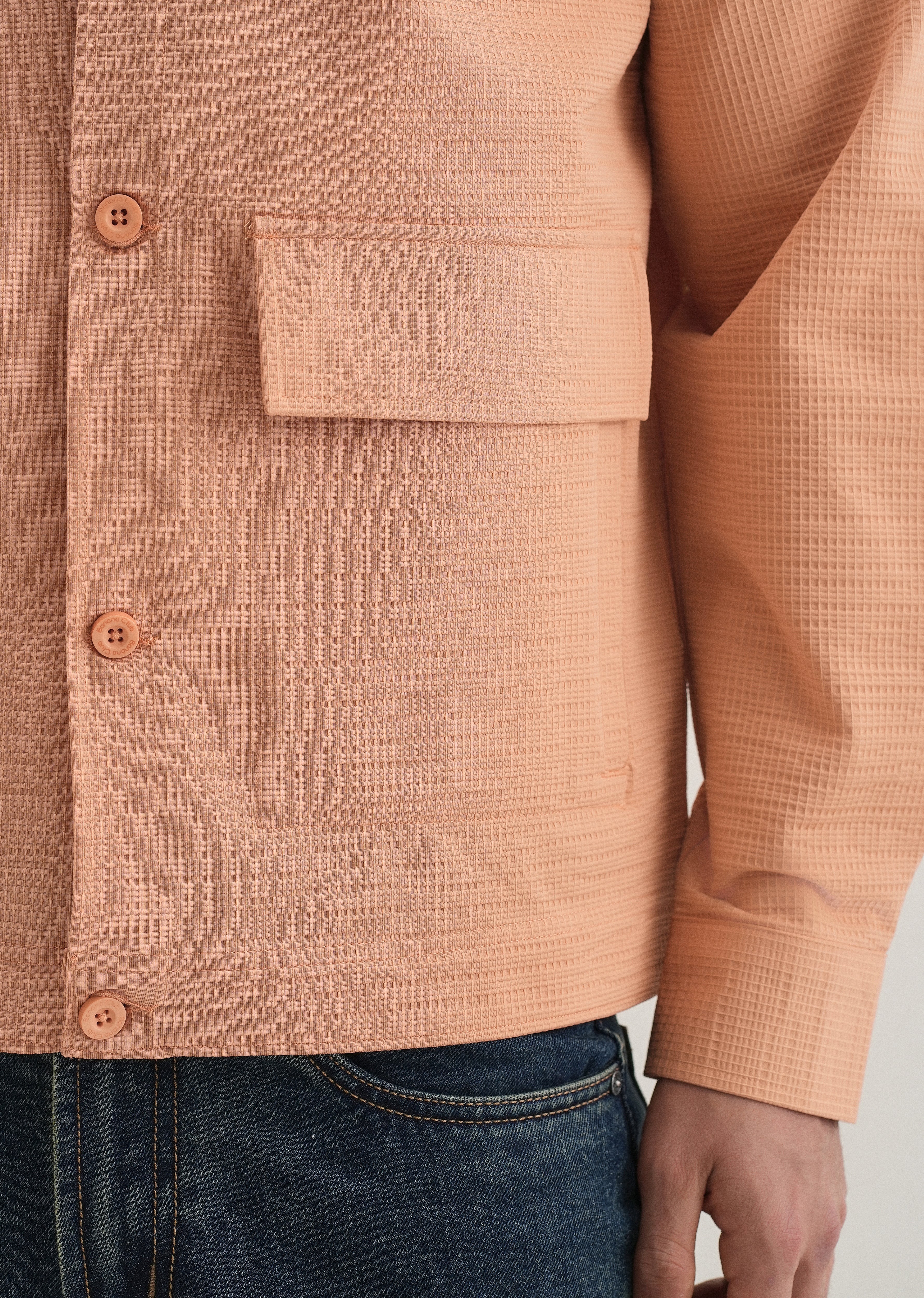 Tan Peach Waffle Textured Shacket - Image 5