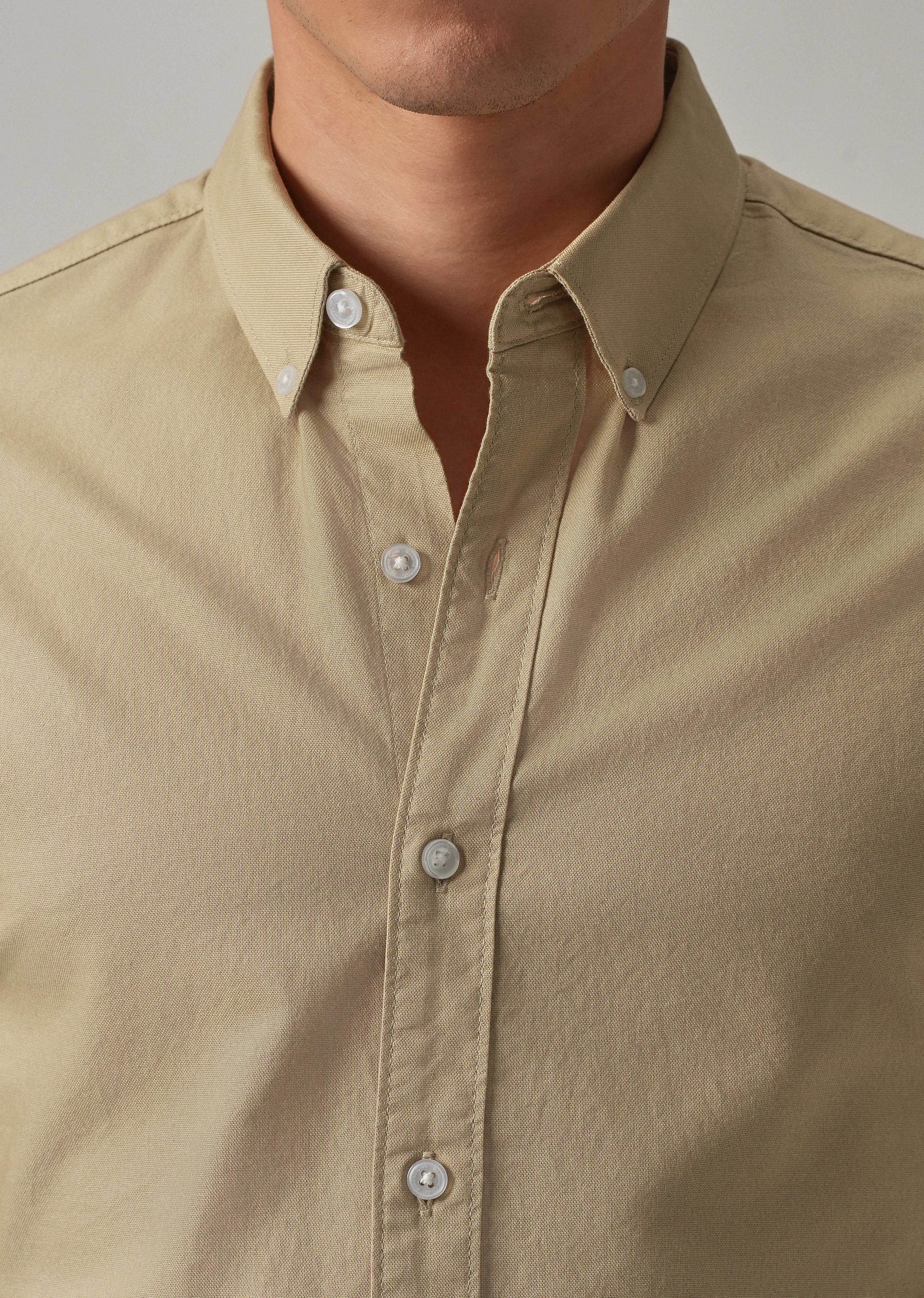 Tan Plain Elbow Patch Oxford Shirt - Image 6