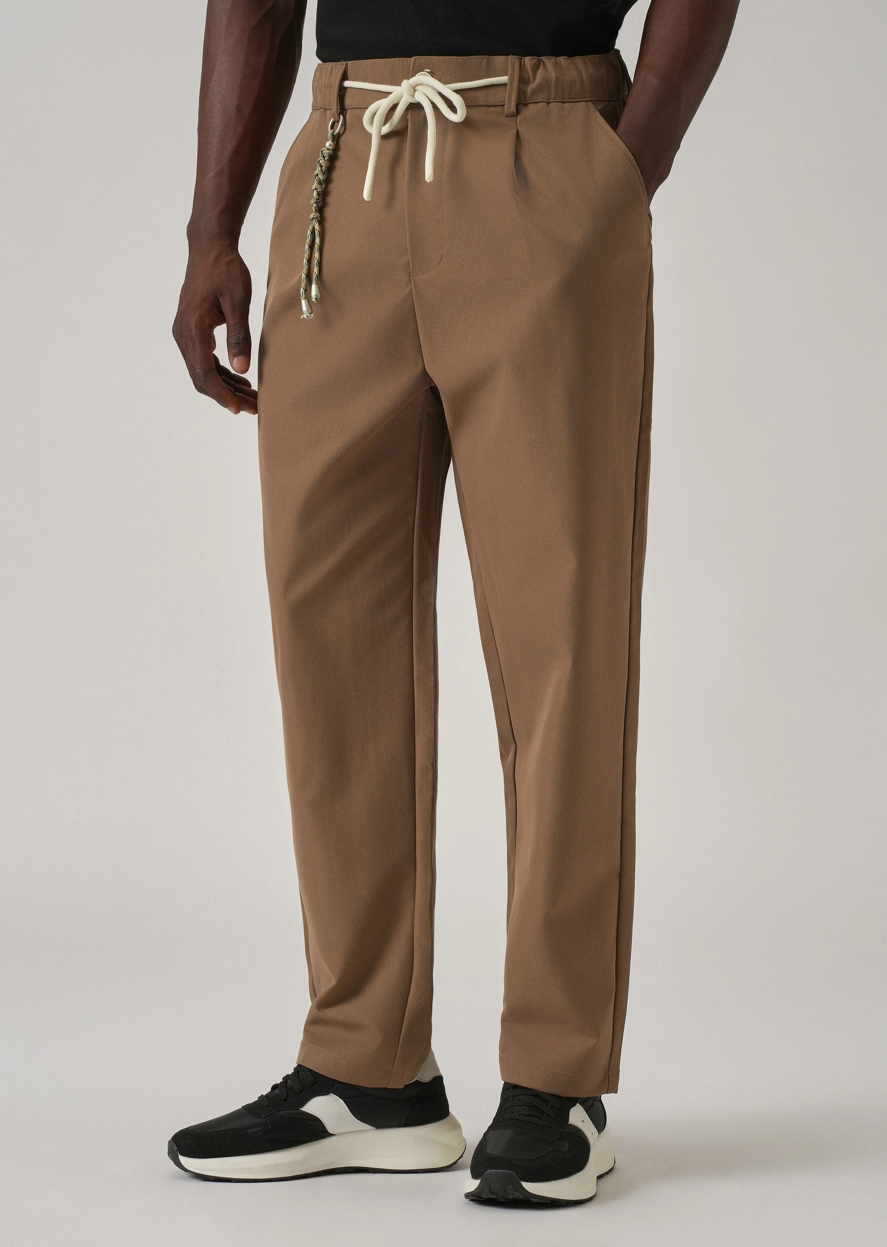 Tan Pleated Drawstring Pant - Image 4