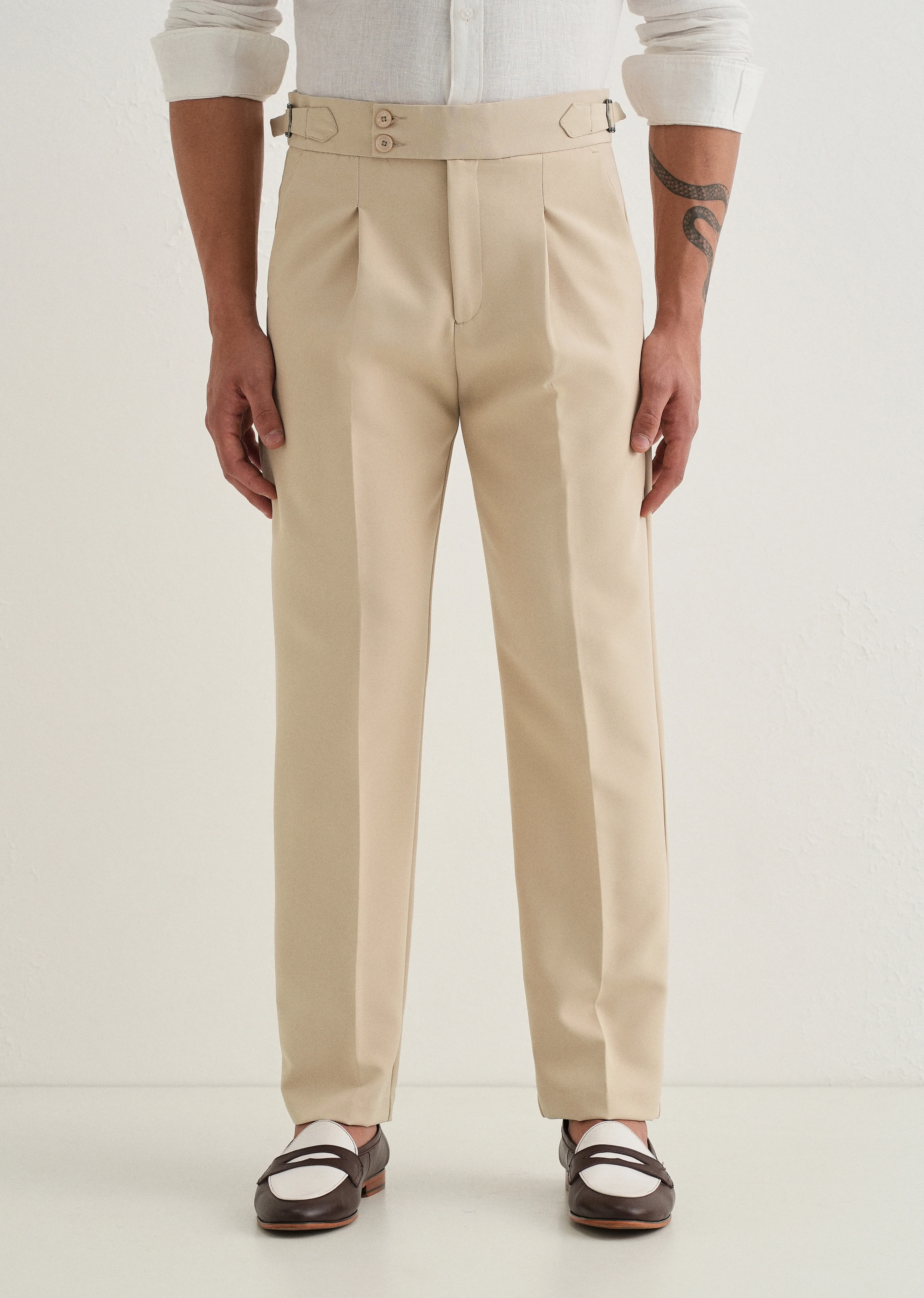 Tan Pleated Gurkha Pant - Image 4