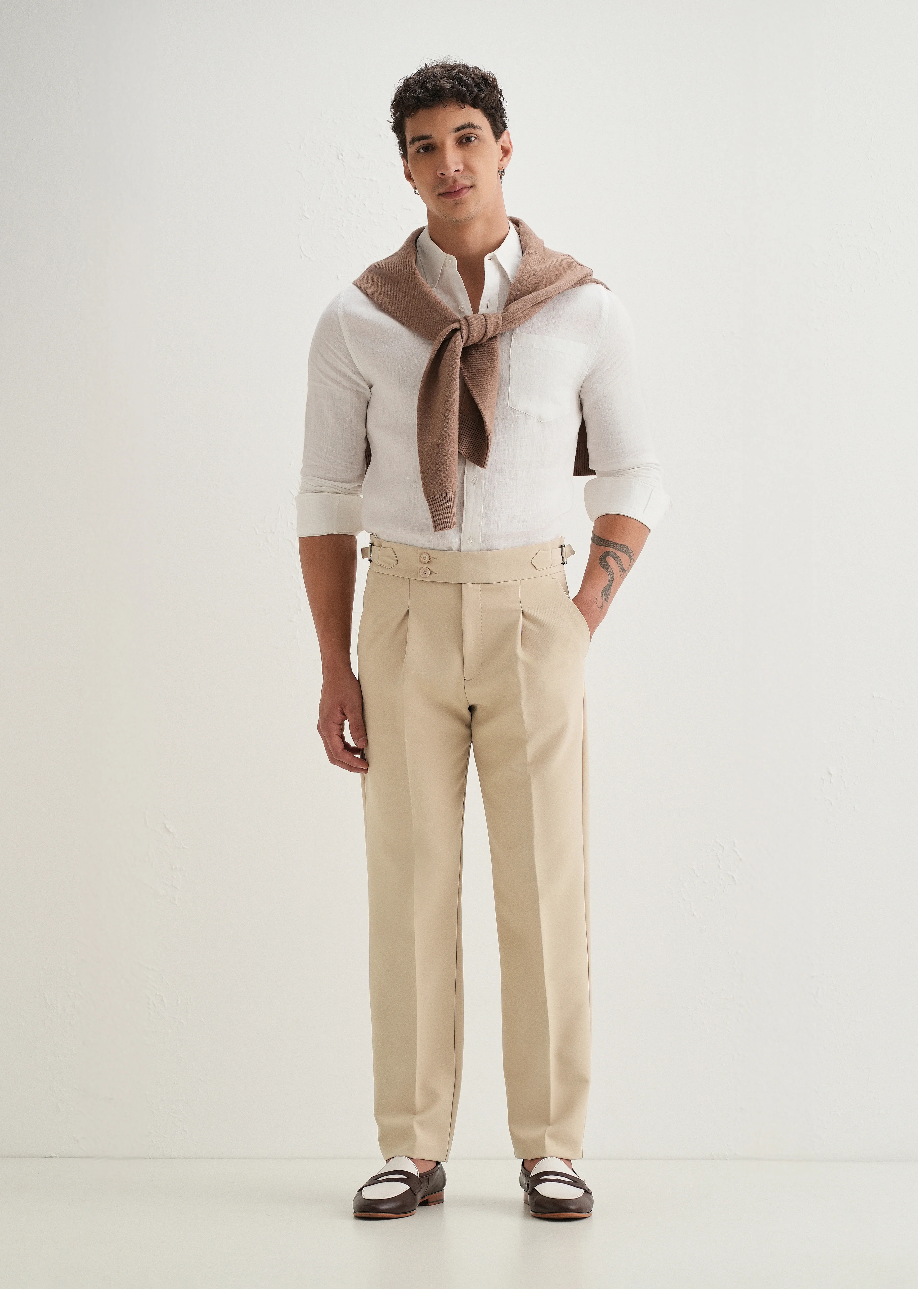 Tan Pleated Gurkha Pant - Image 7