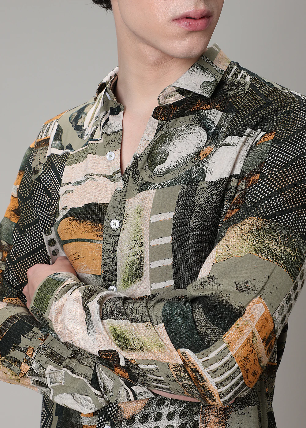 Tan Print Feather Shirt - Image 2