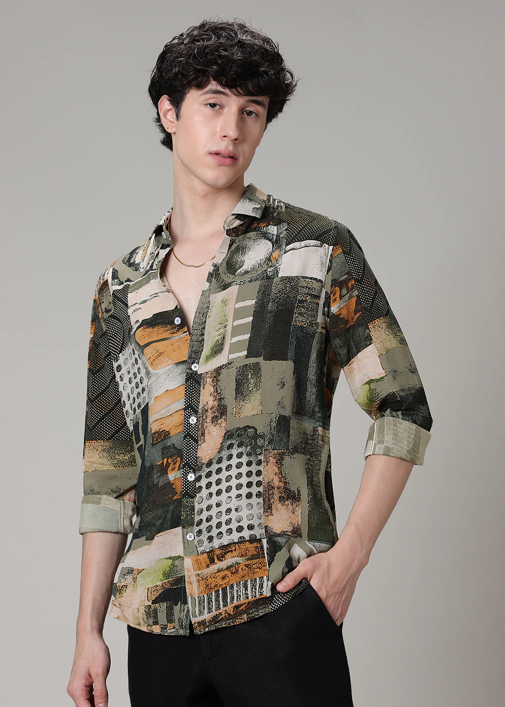 Tan Print Feather Shirt - Image 5