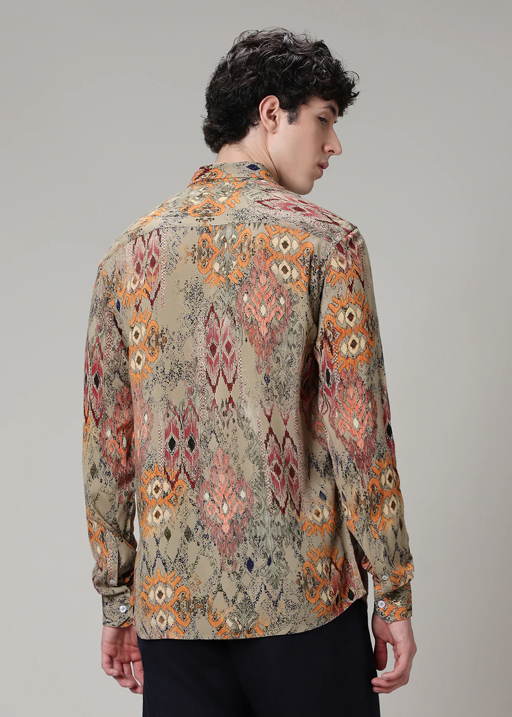 Tan Printed Feather Shirt - Image 4