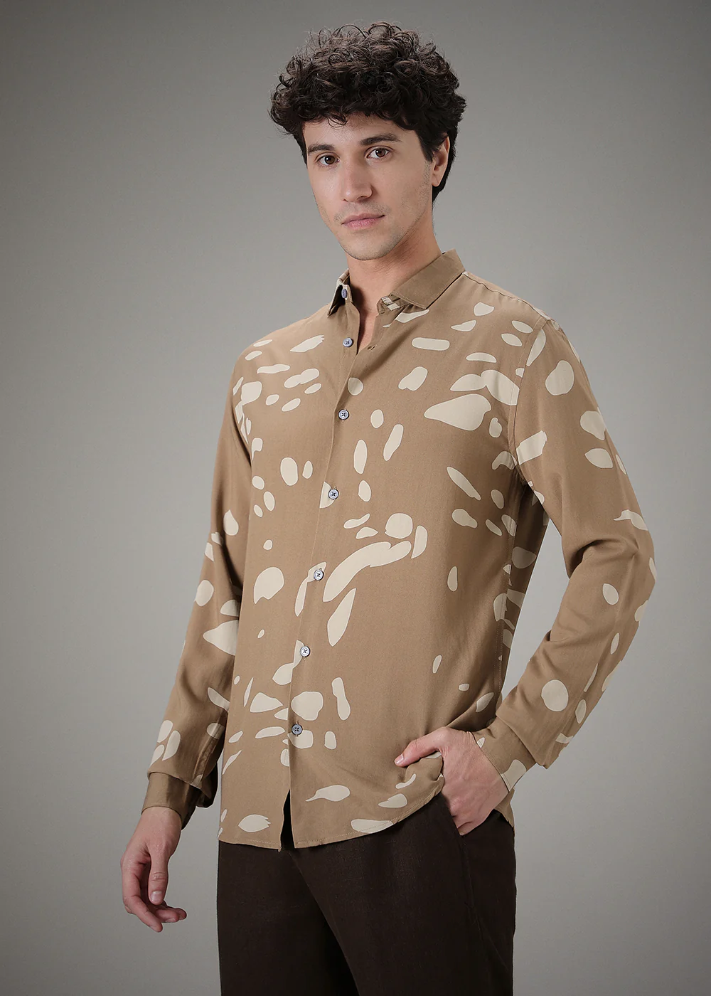 Tan Printed Shirt - Image 3
