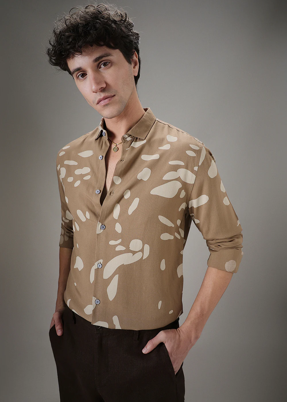Tan Printed Shirt - Image 5