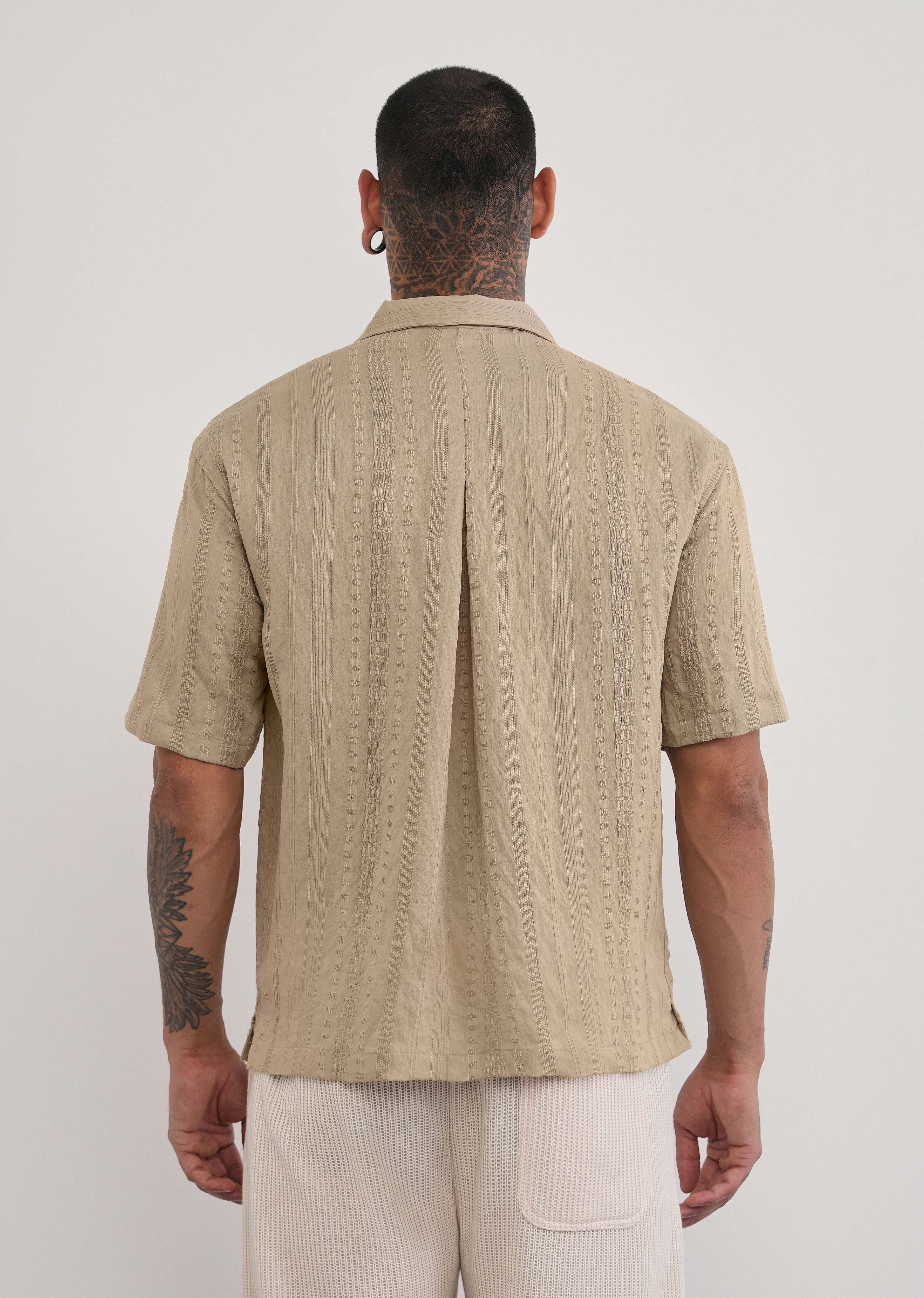 Tan Self Patterned Shirt - Image 2
