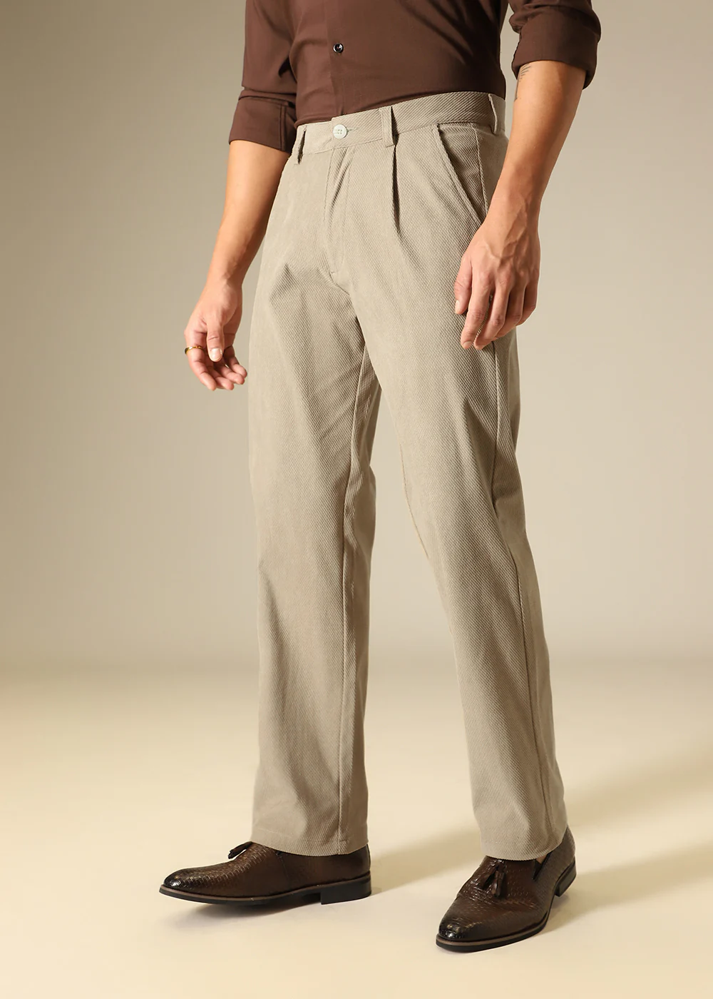 Tan Textured Corduroy Pant - Image 5