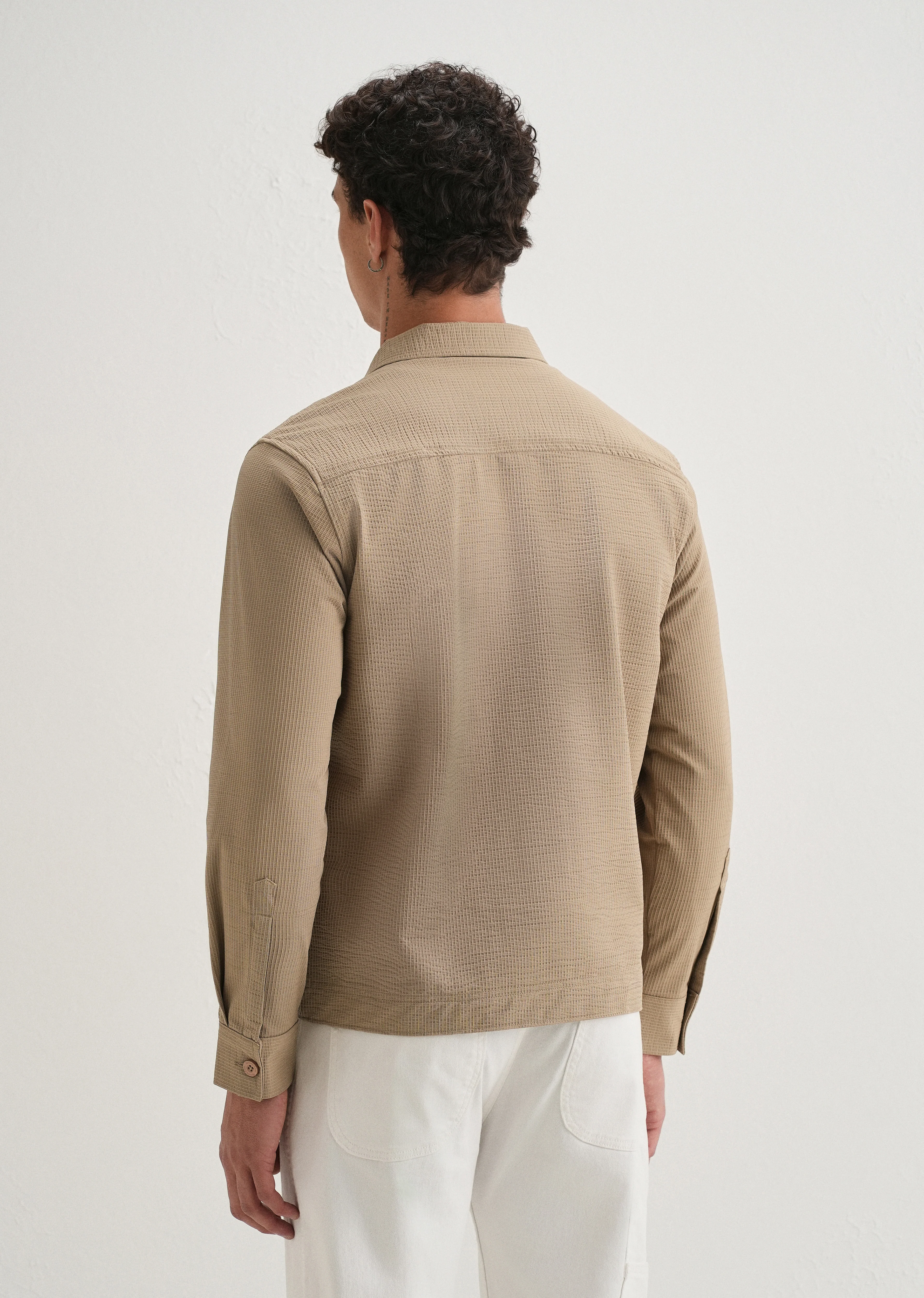 Tan Waffle Textured Shacket - Image 3