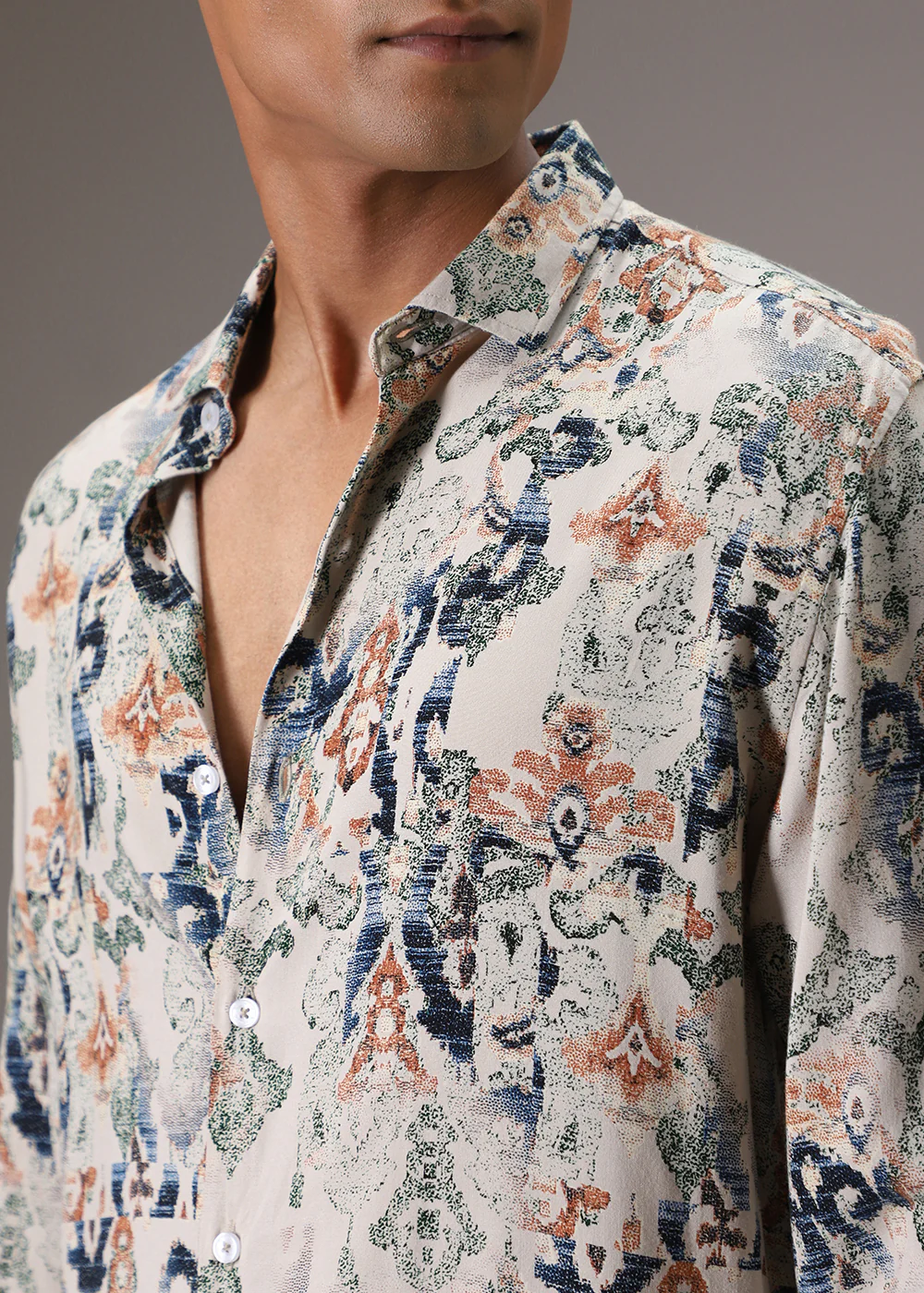 Taupe Beige Feather Shirt - Image 2