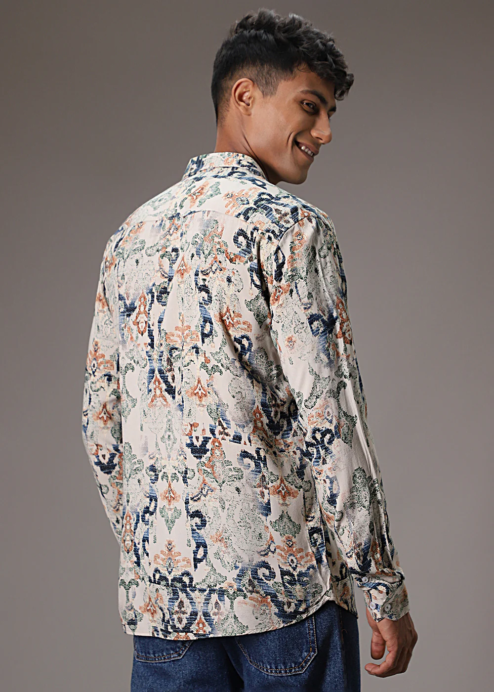 Taupe Beige Feather Shirt - Image 4