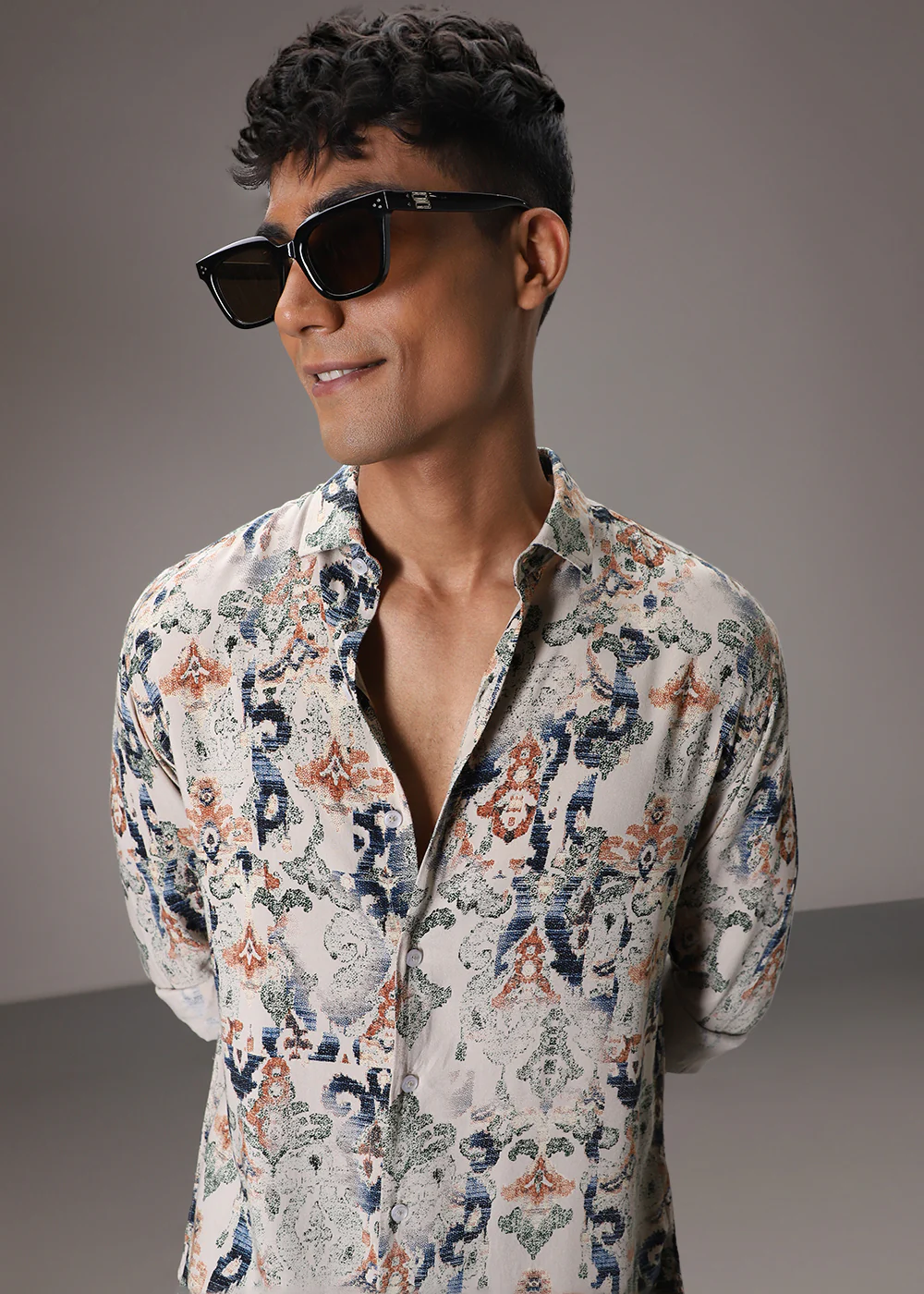 Taupe Beige Feather Shirt - Image 6