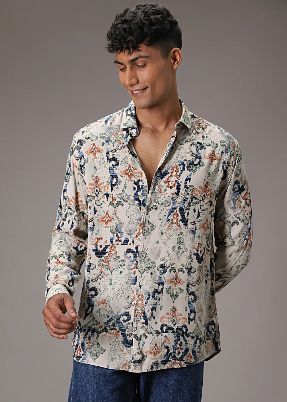 Taupe Beige Feather Shirt - Image 7