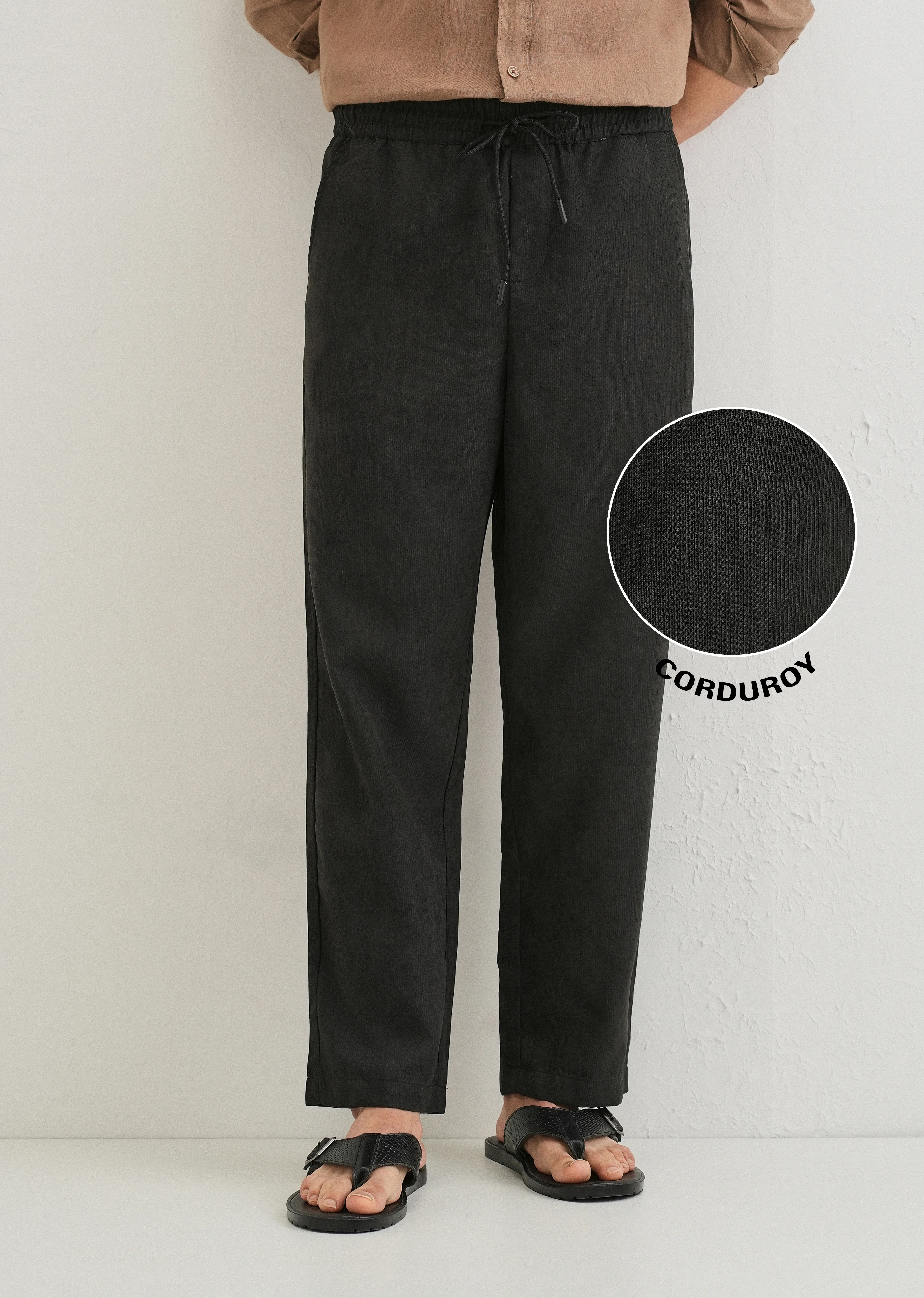 Taupe Grey Pin Stripe Corduroy Pant - Image 7