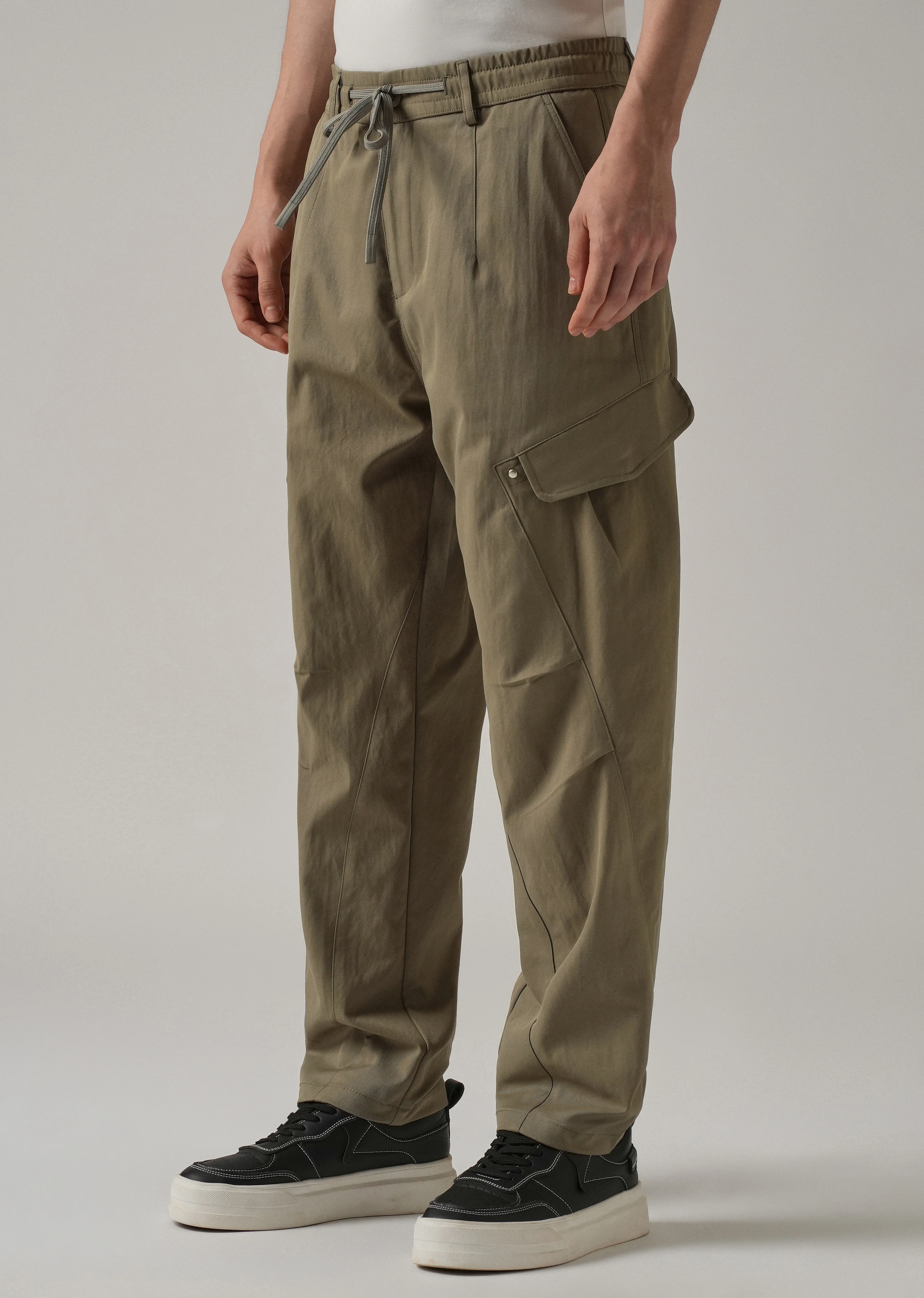 Taupe Stone Wash Cargo Pants - Image 4