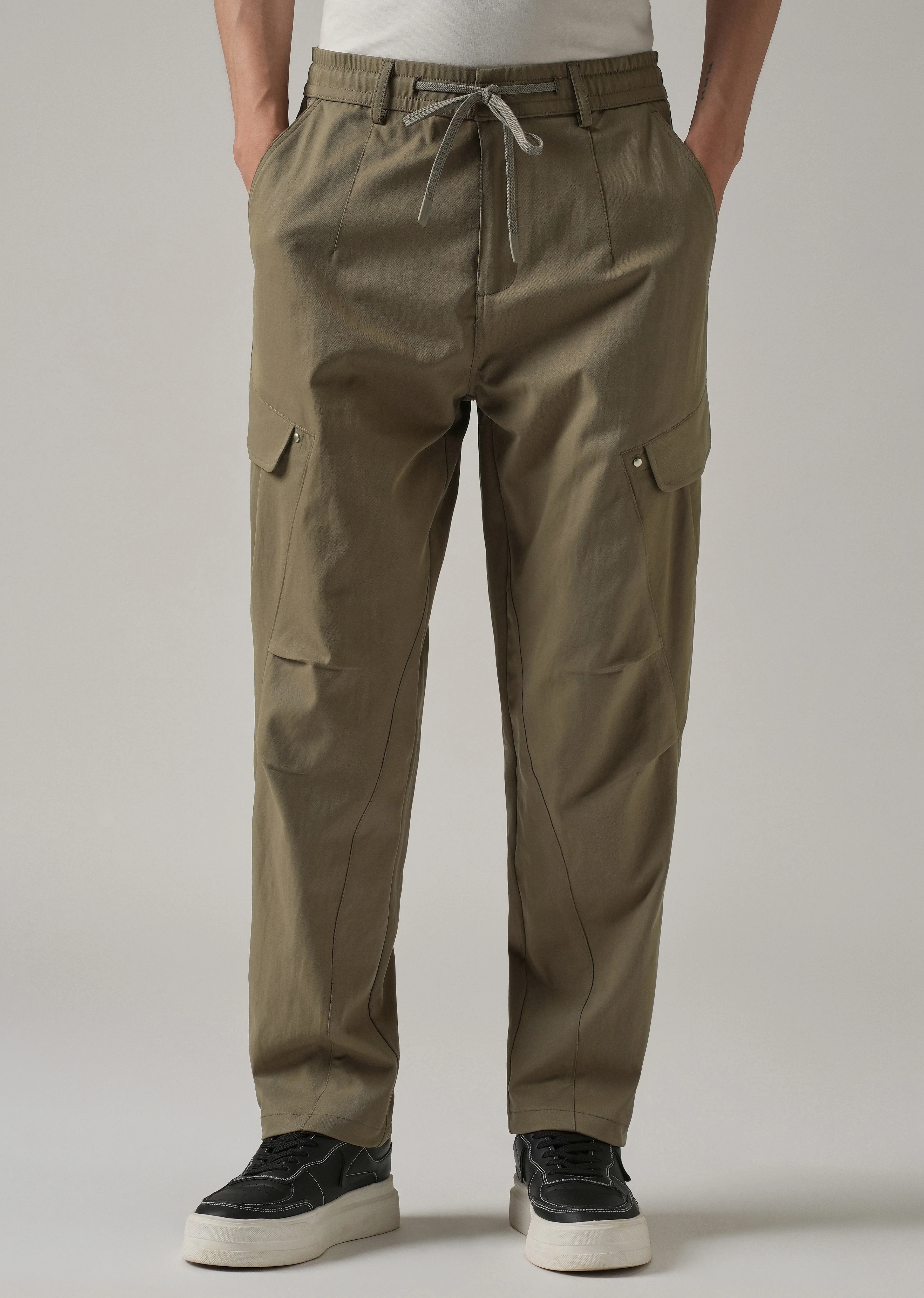 Taupe Stone Wash Cargo Pants - Image 7
