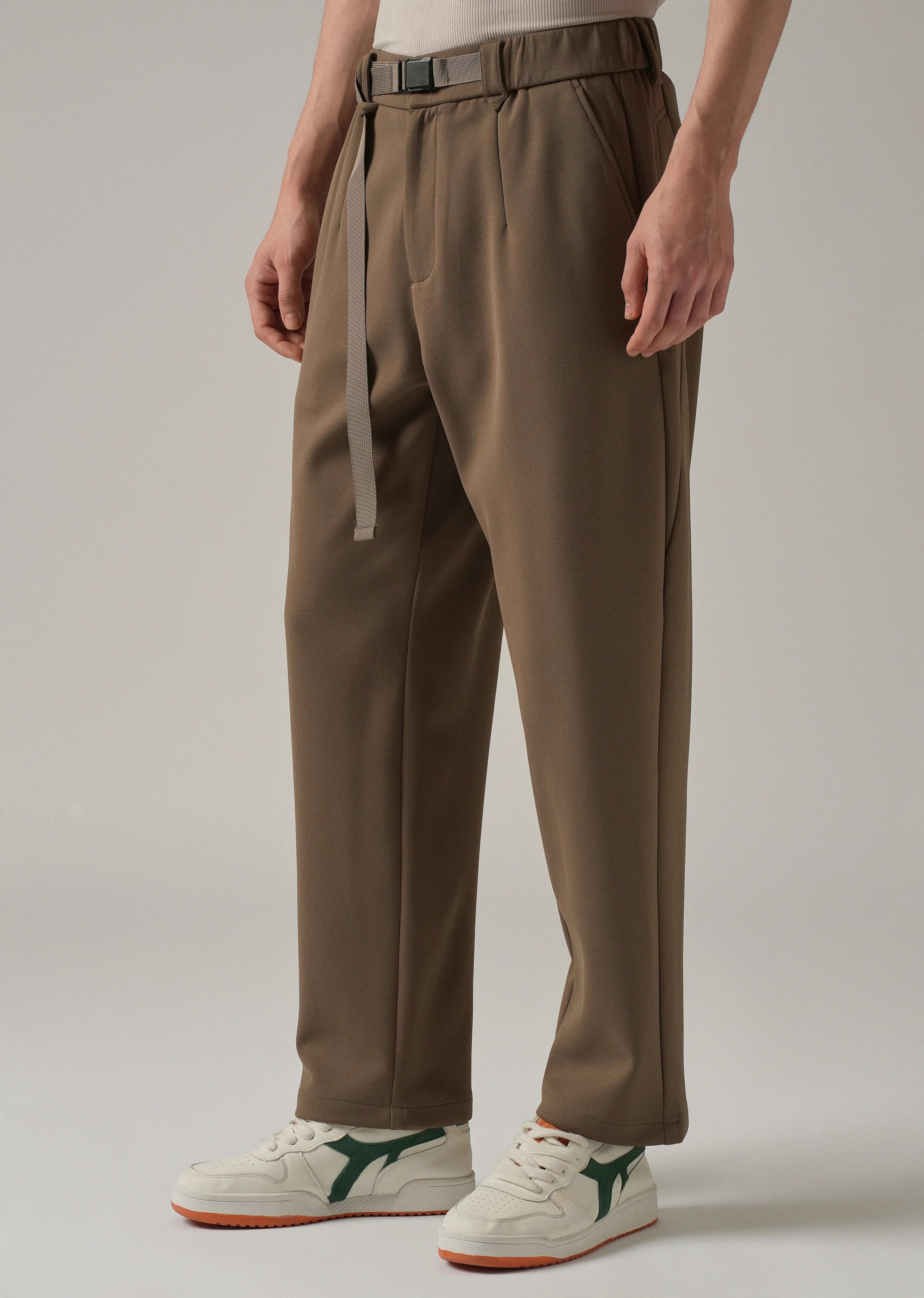 Taupe Stretch Elasticated Pant - Image 4