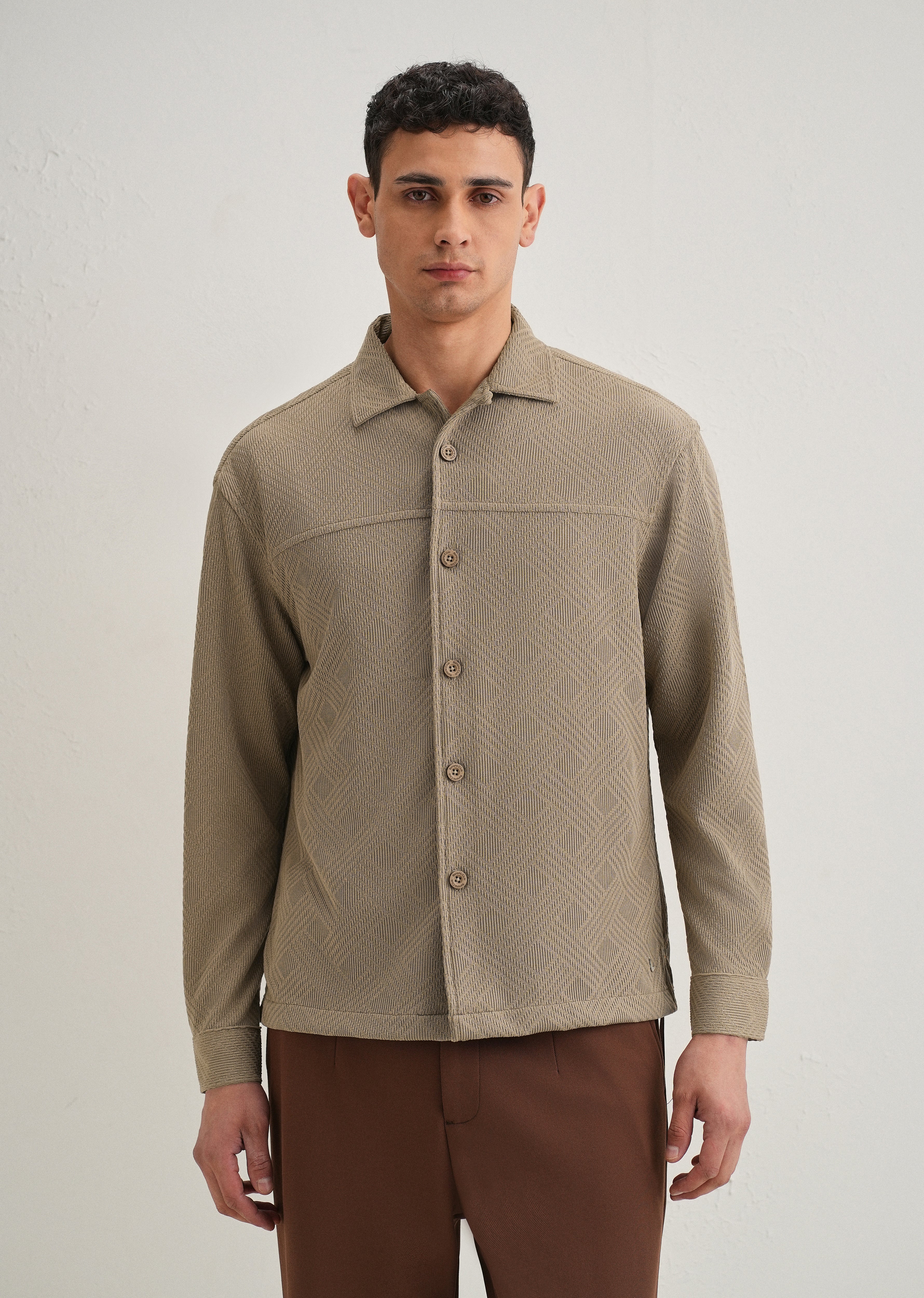 Taupe Textured Knit Shacket - Image 5