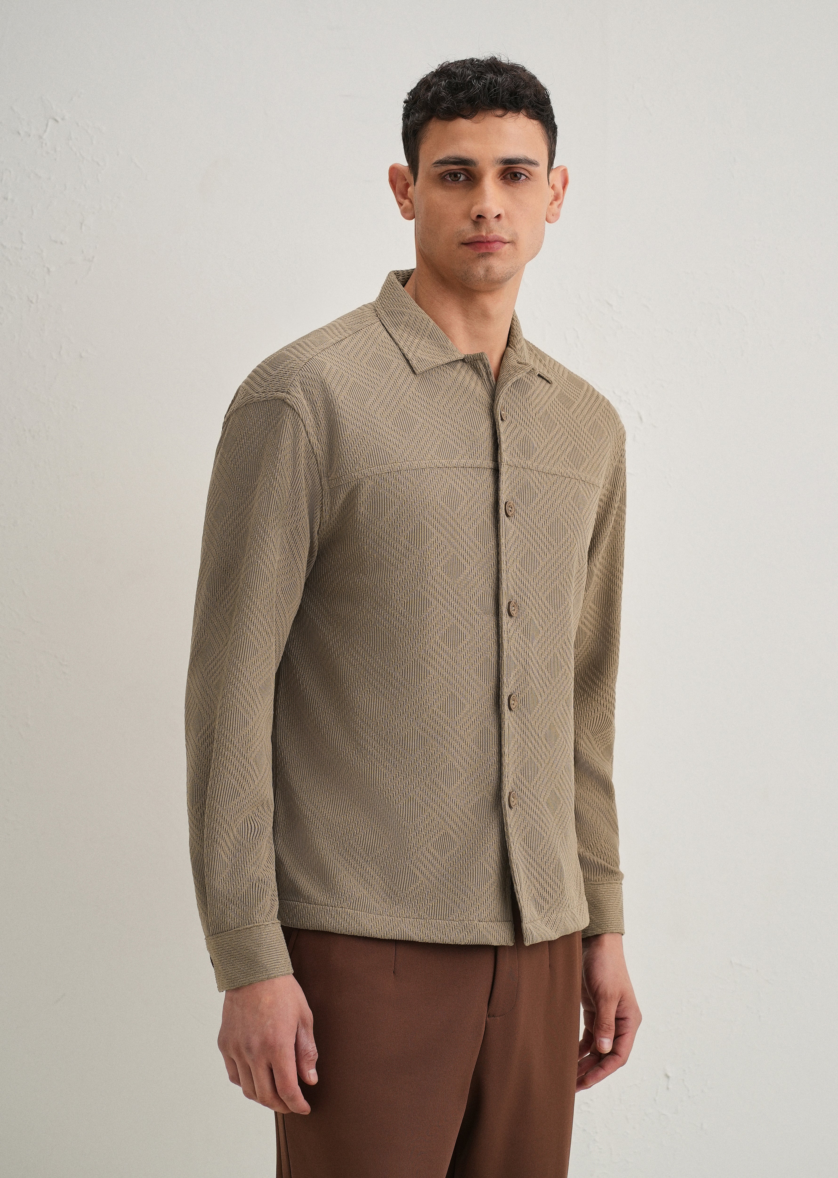 Taupe Textured Knit Shacket - Image 6