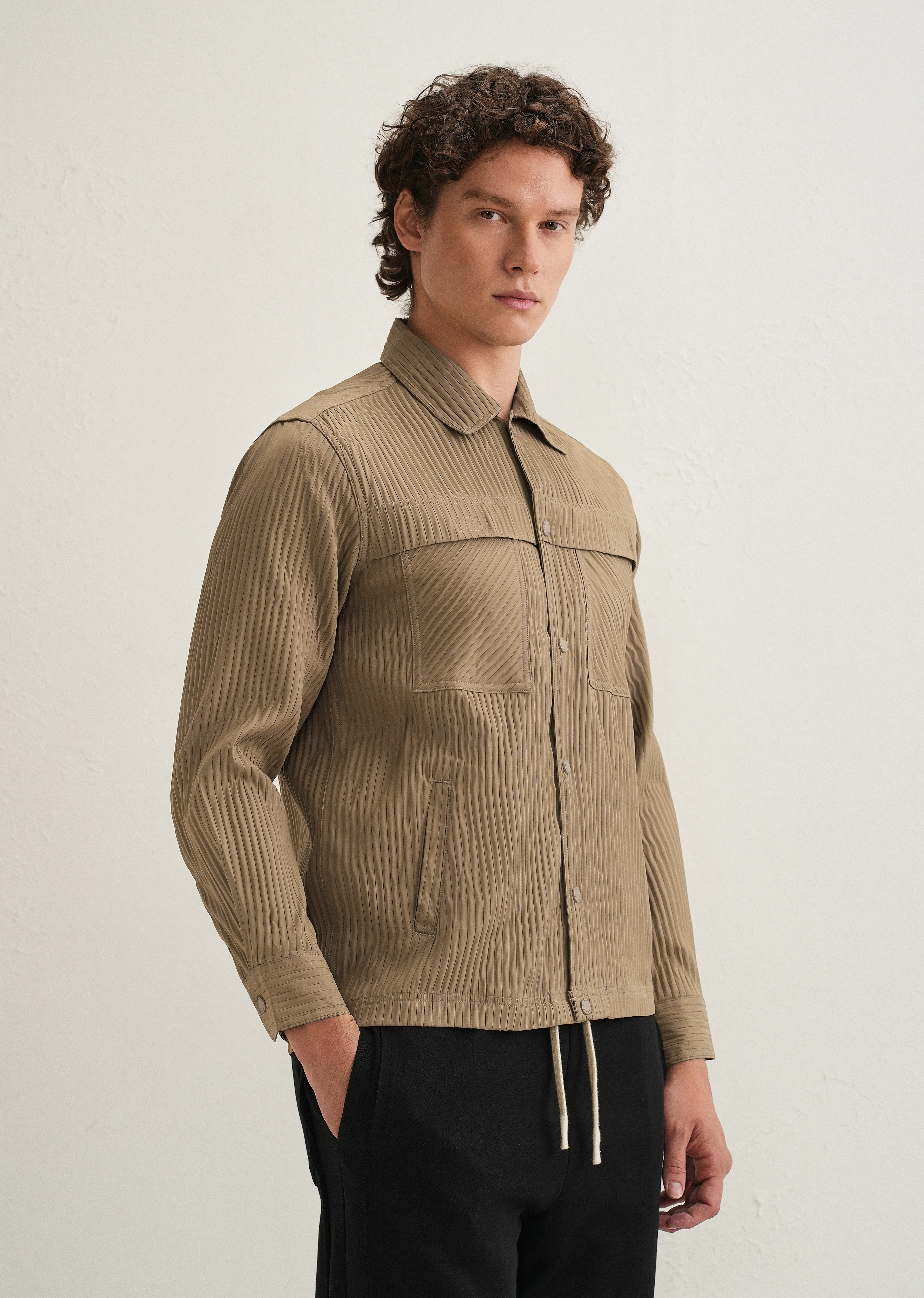 Taupe Textured Utility Shacket - Image 5