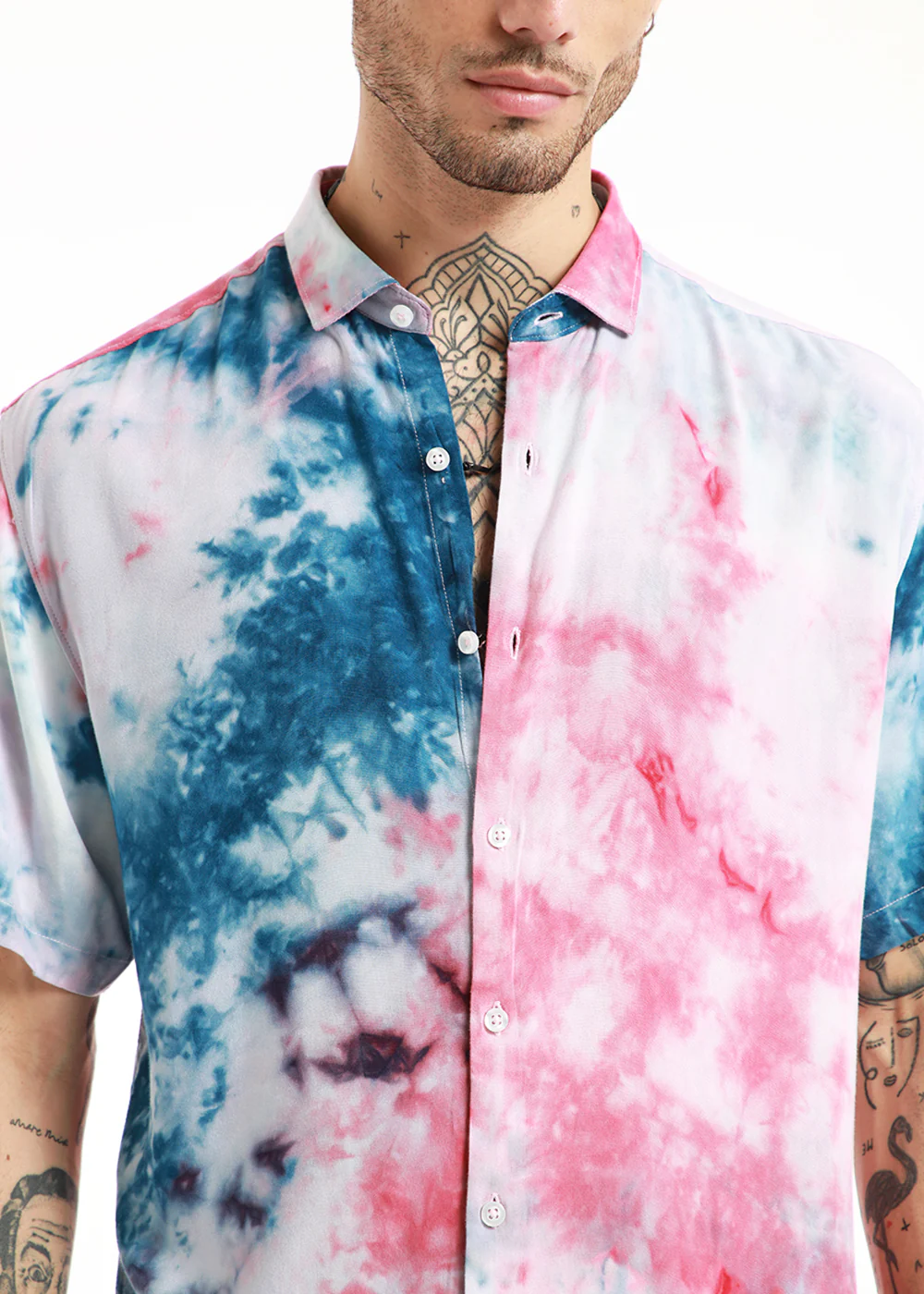 Teal and Pink Tie Dye Half Sleeve - Image 3