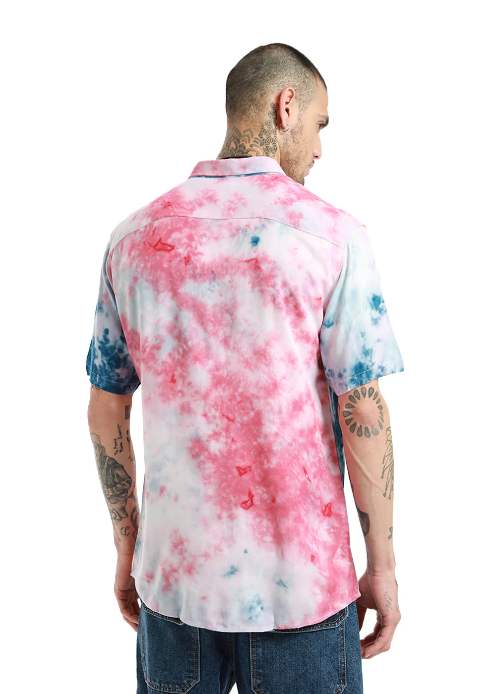 Teal and Pink Tie Dye Half Sleeve - Image 4