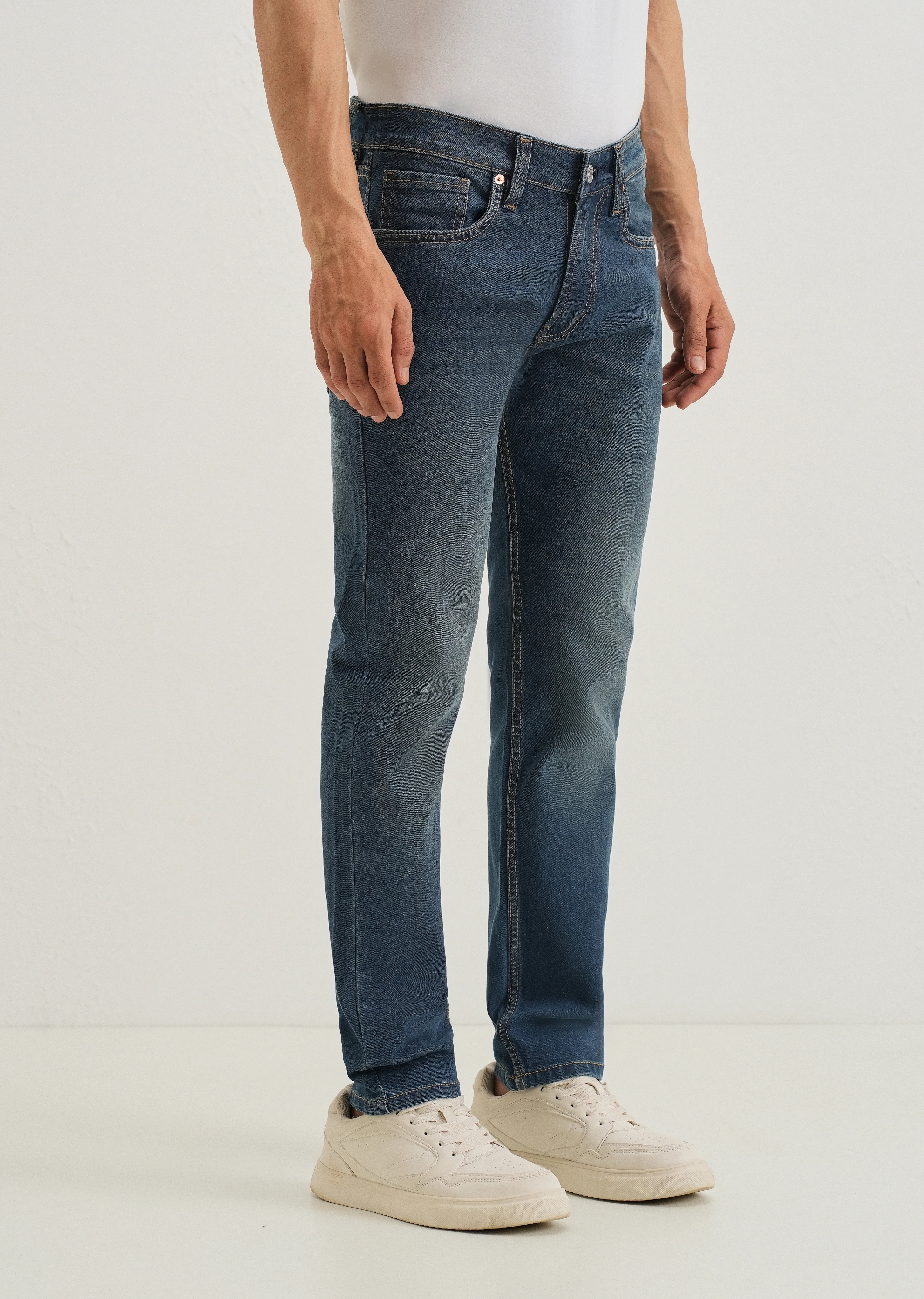 Teal Blue Slim fit Jeans - Image 4