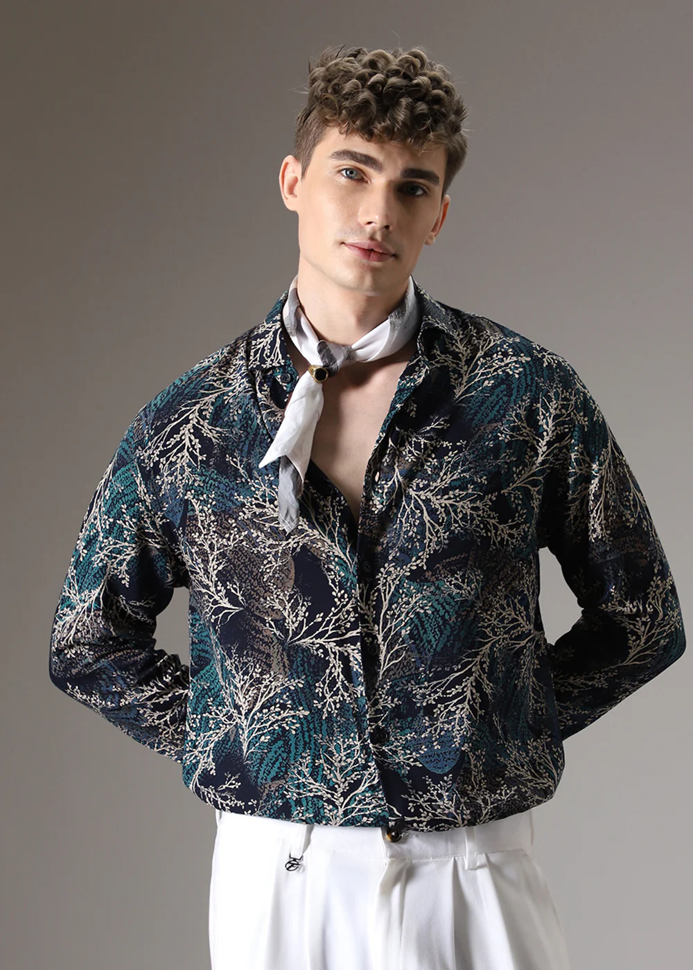 Teal Coral Feather Shirt - Image 3