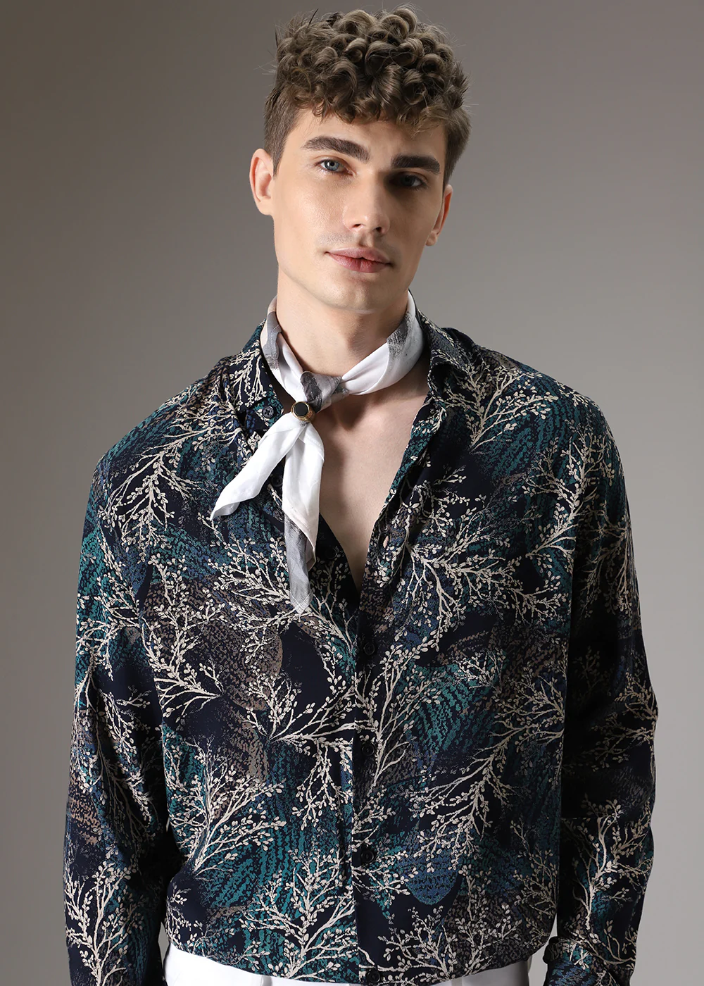 Teal Coral Feather Shirt - Image 8