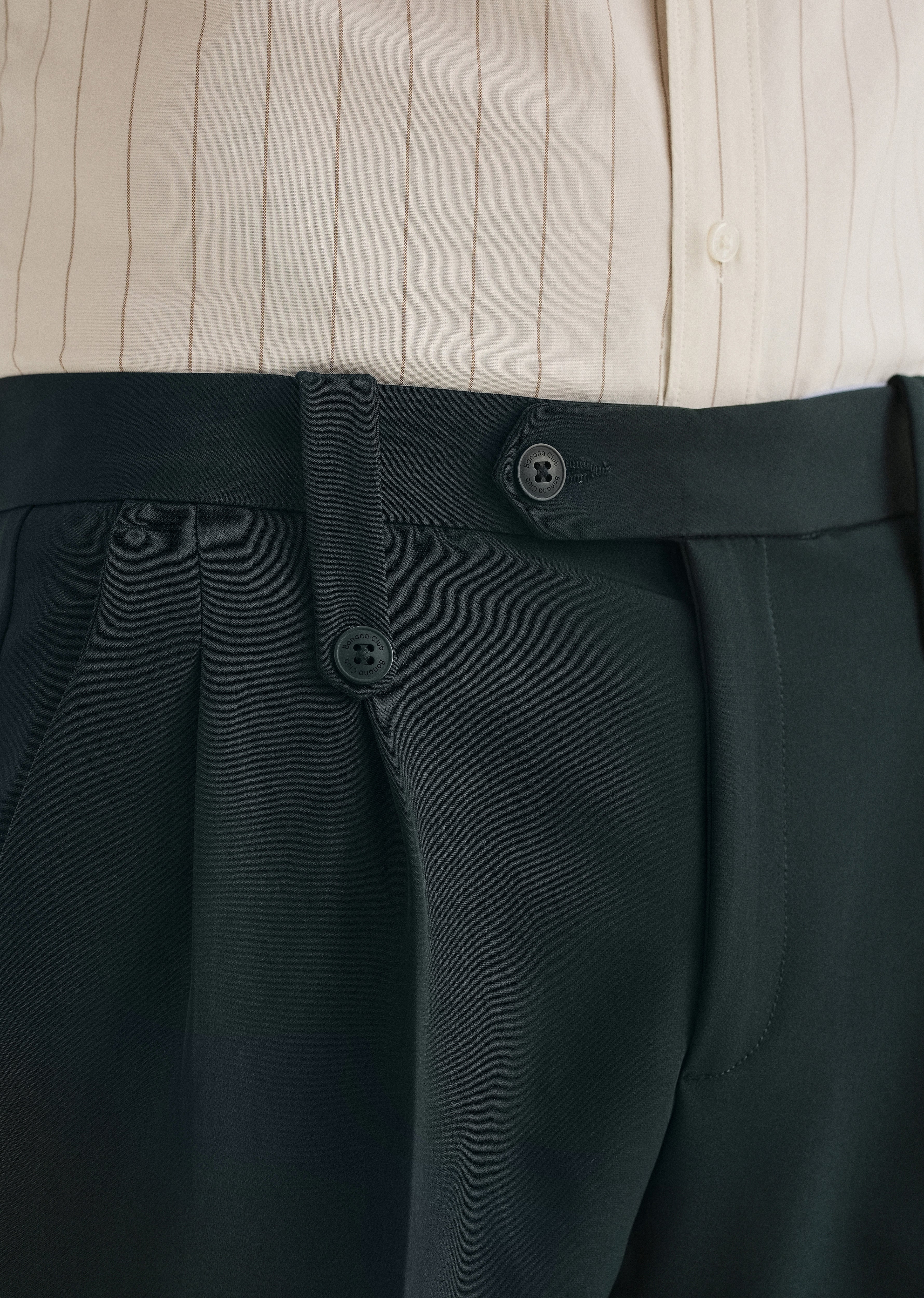 Teal Green Button-Tab Pleat Trouser - Image 5