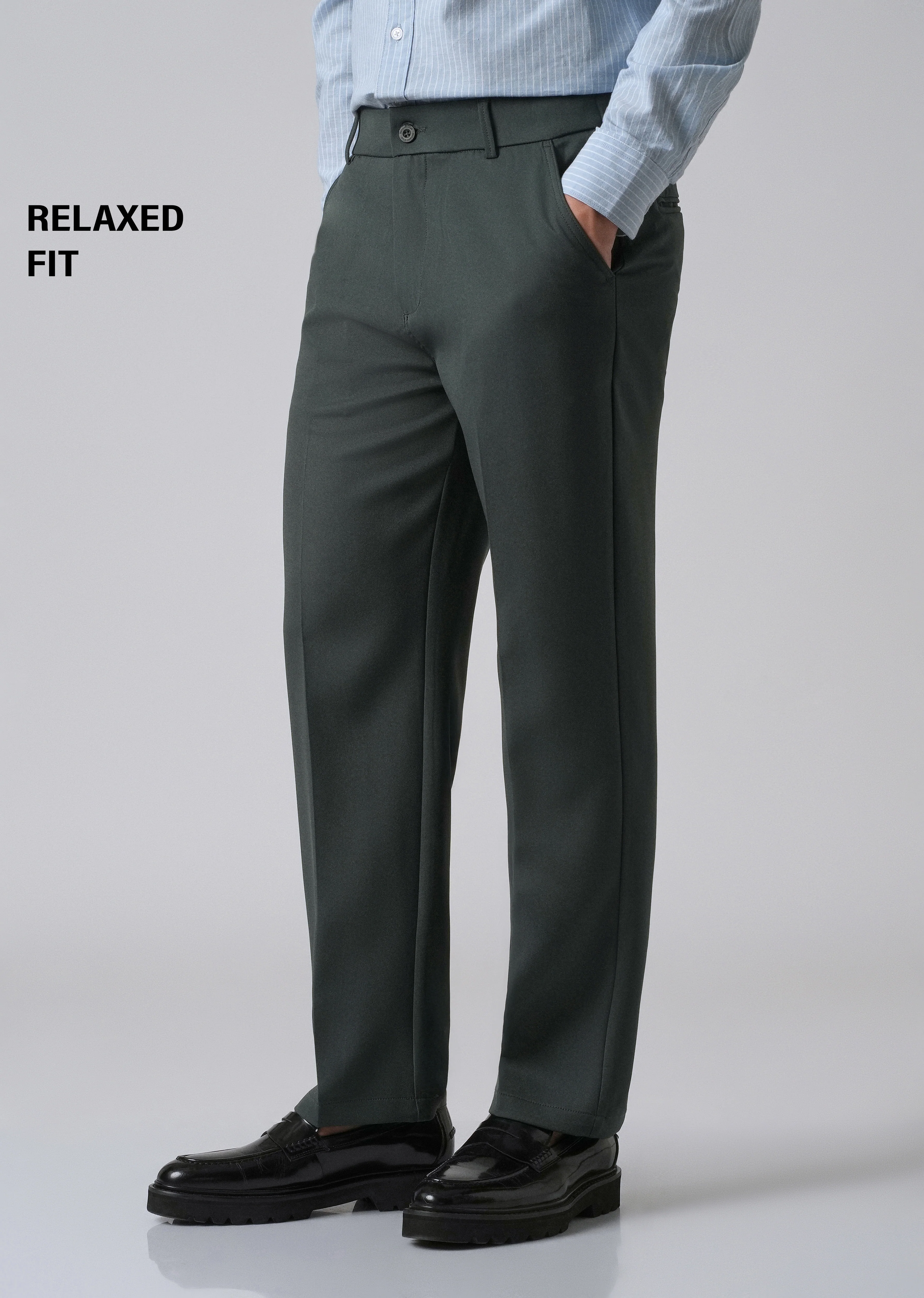 Teal Green Relaxed Fit Trousers - Image 7