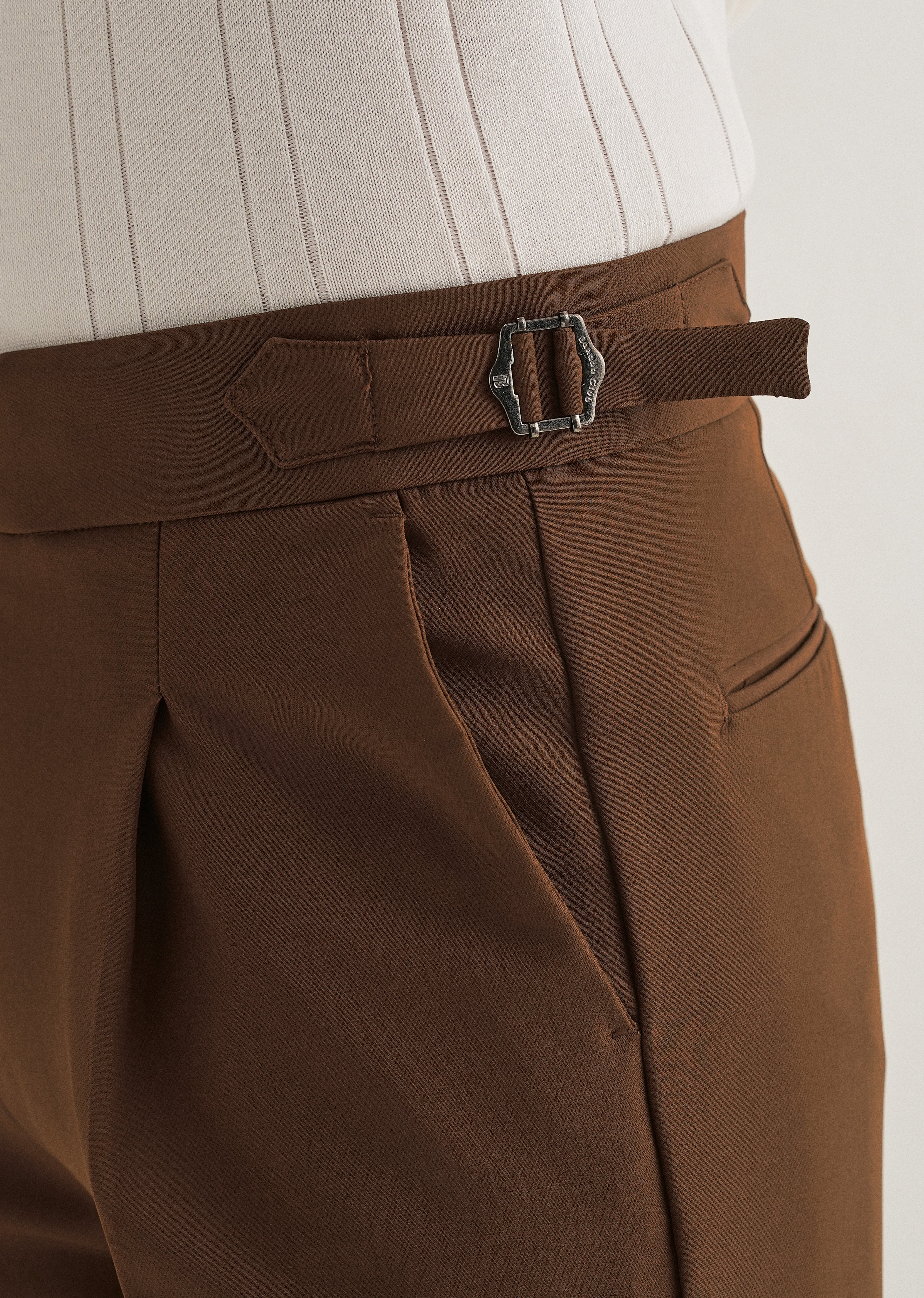 Terracotta Brown Pleated Gurkha Pant - Image 2