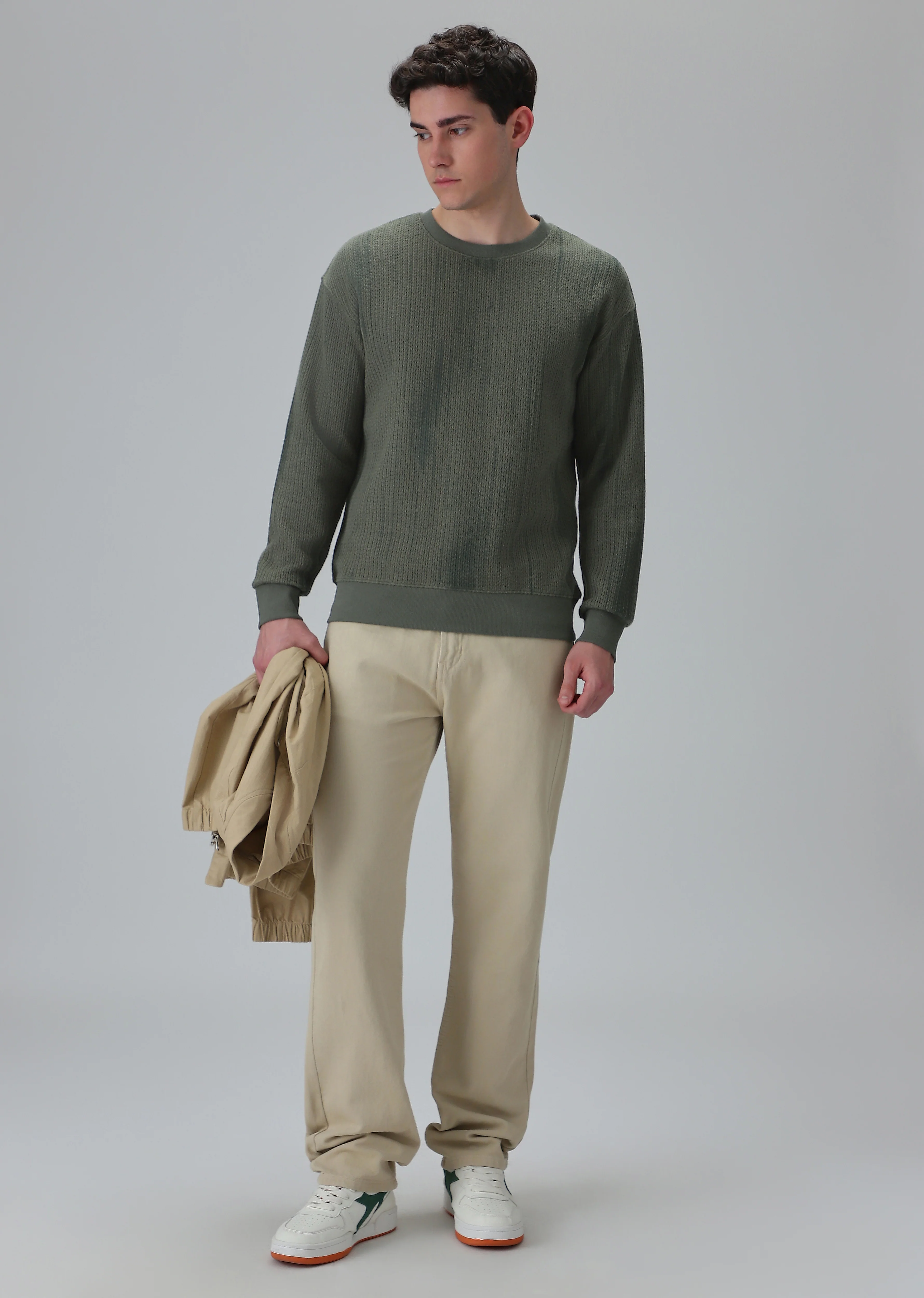 Textured Knit Green Sweatshirt - Image 6