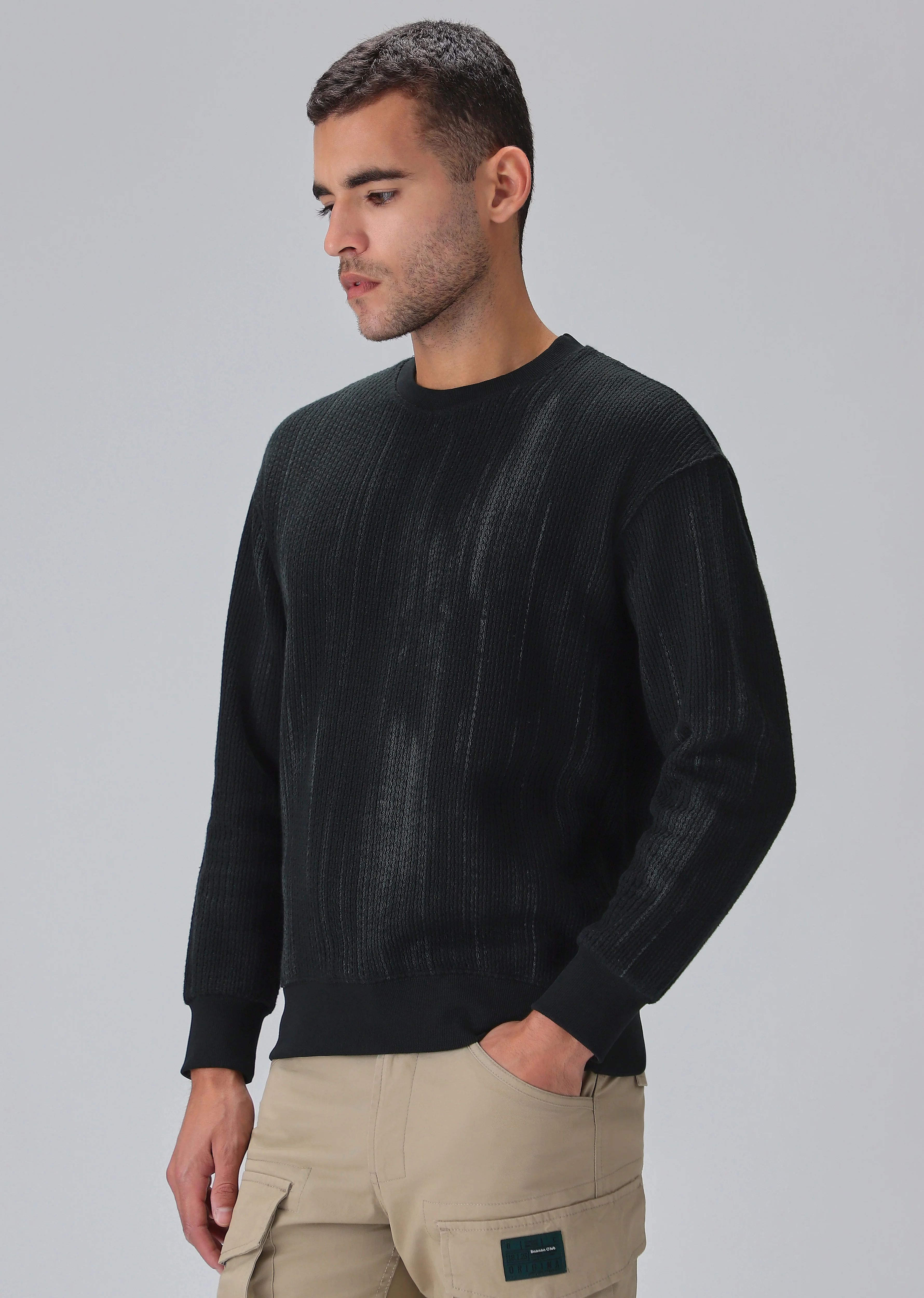 Textured Knit Grey Sweatshirt - Image 4